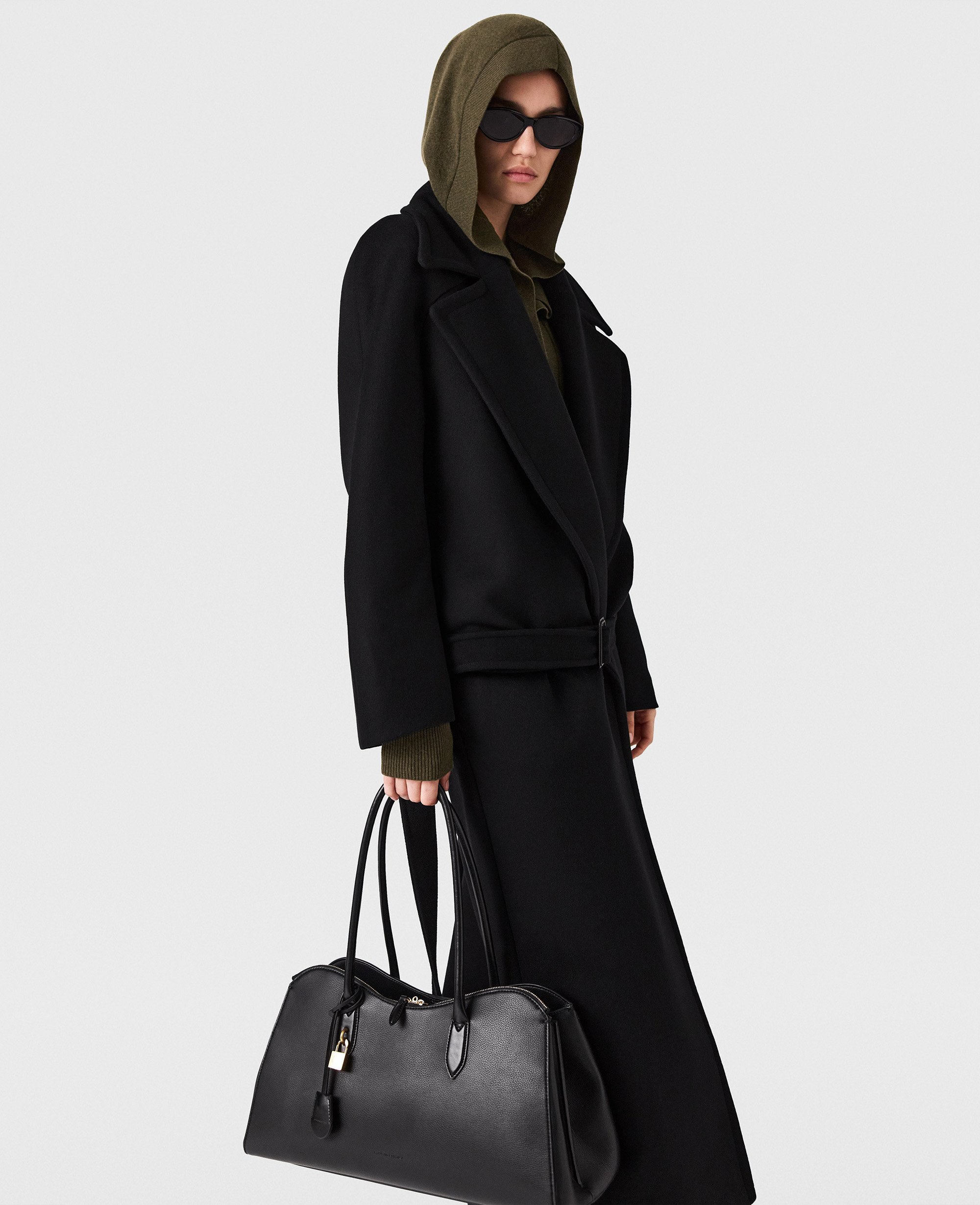 Stella McCartney - Belted Tonal Buckle Trenchcoat, Woman, Black, Size: 36