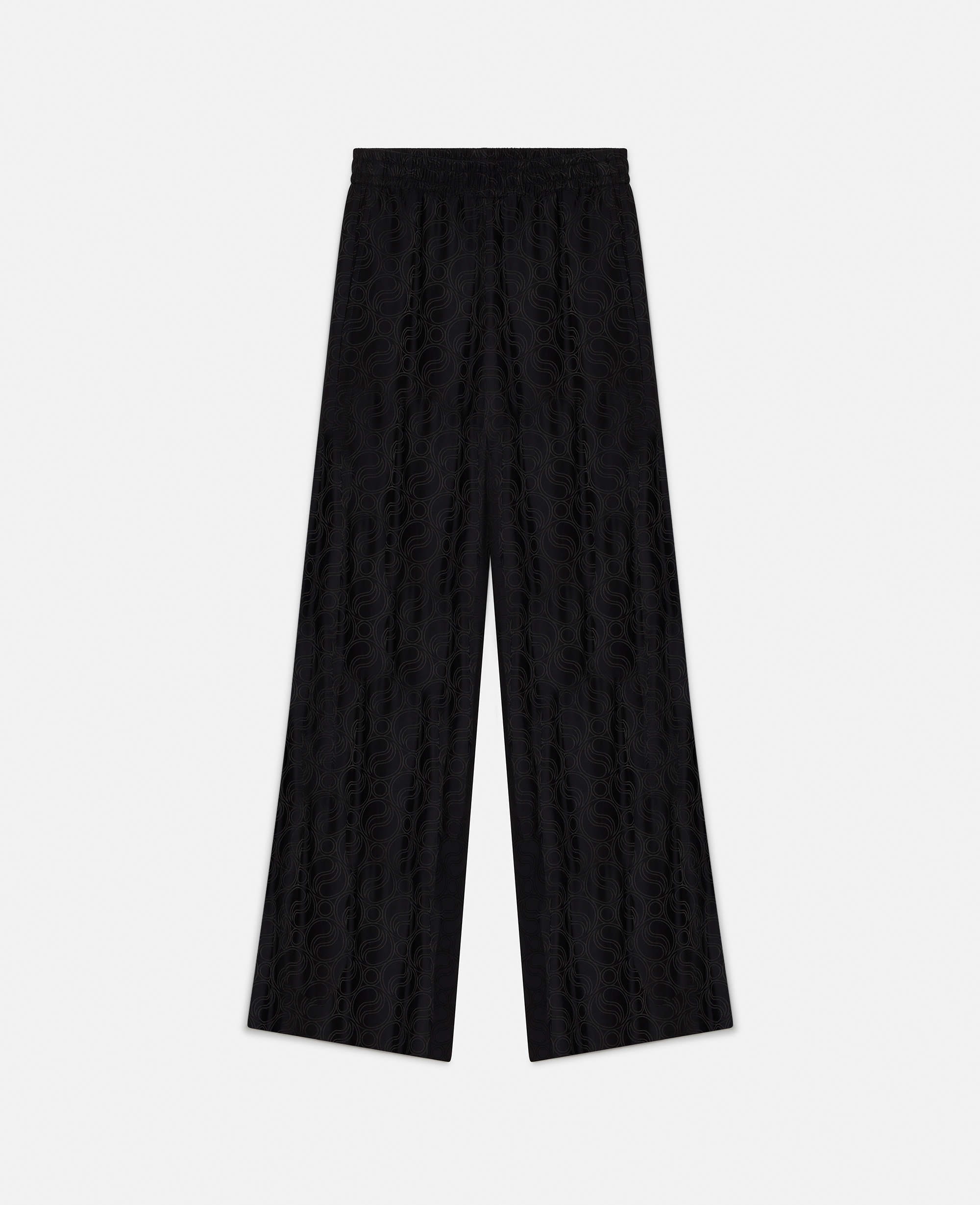stella mccartney - s-wave wide leg trousers, woman, black, size: 36