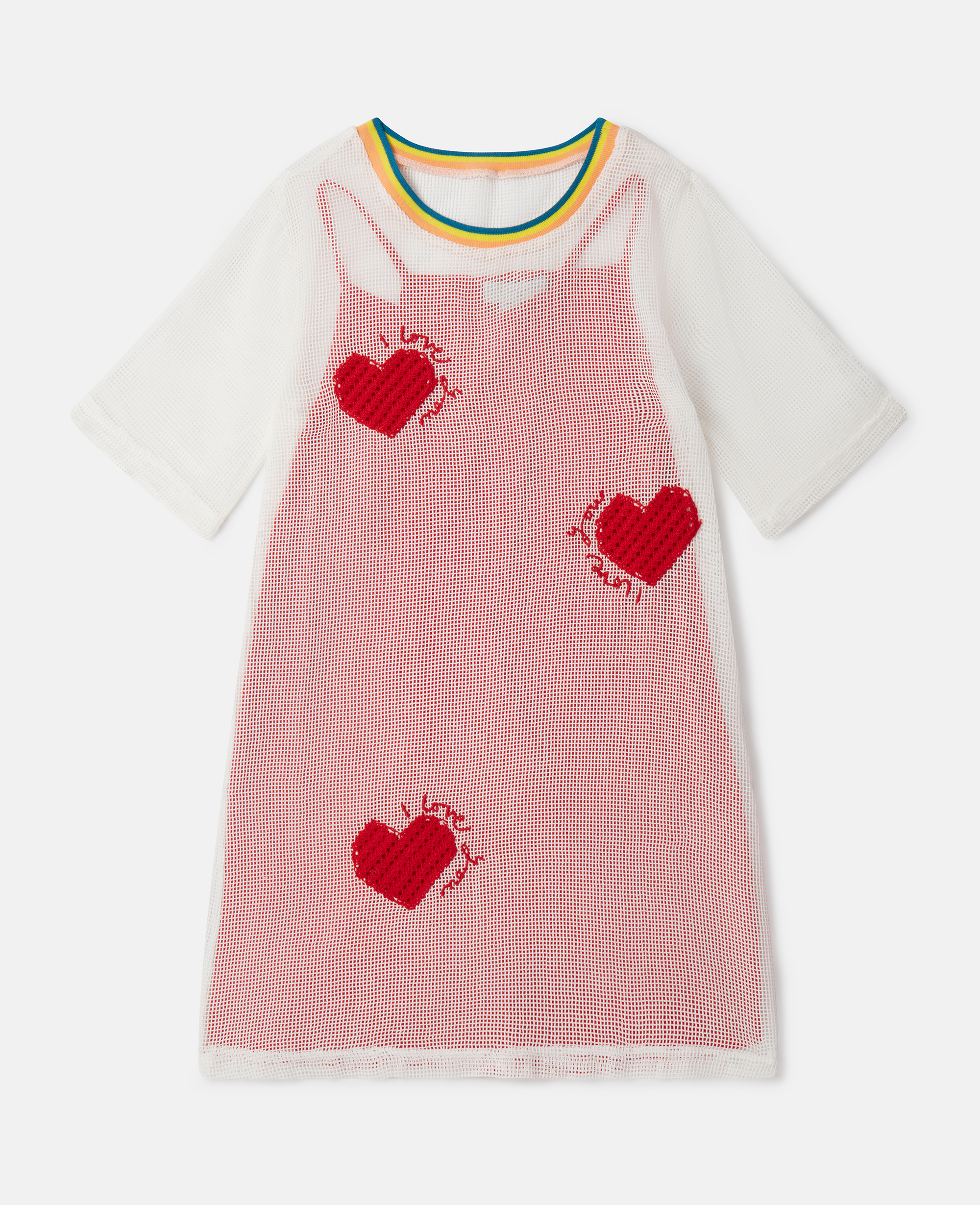 stella mccartney - robe t-shirt en mesh avec caurs, multicolore, taille: 10