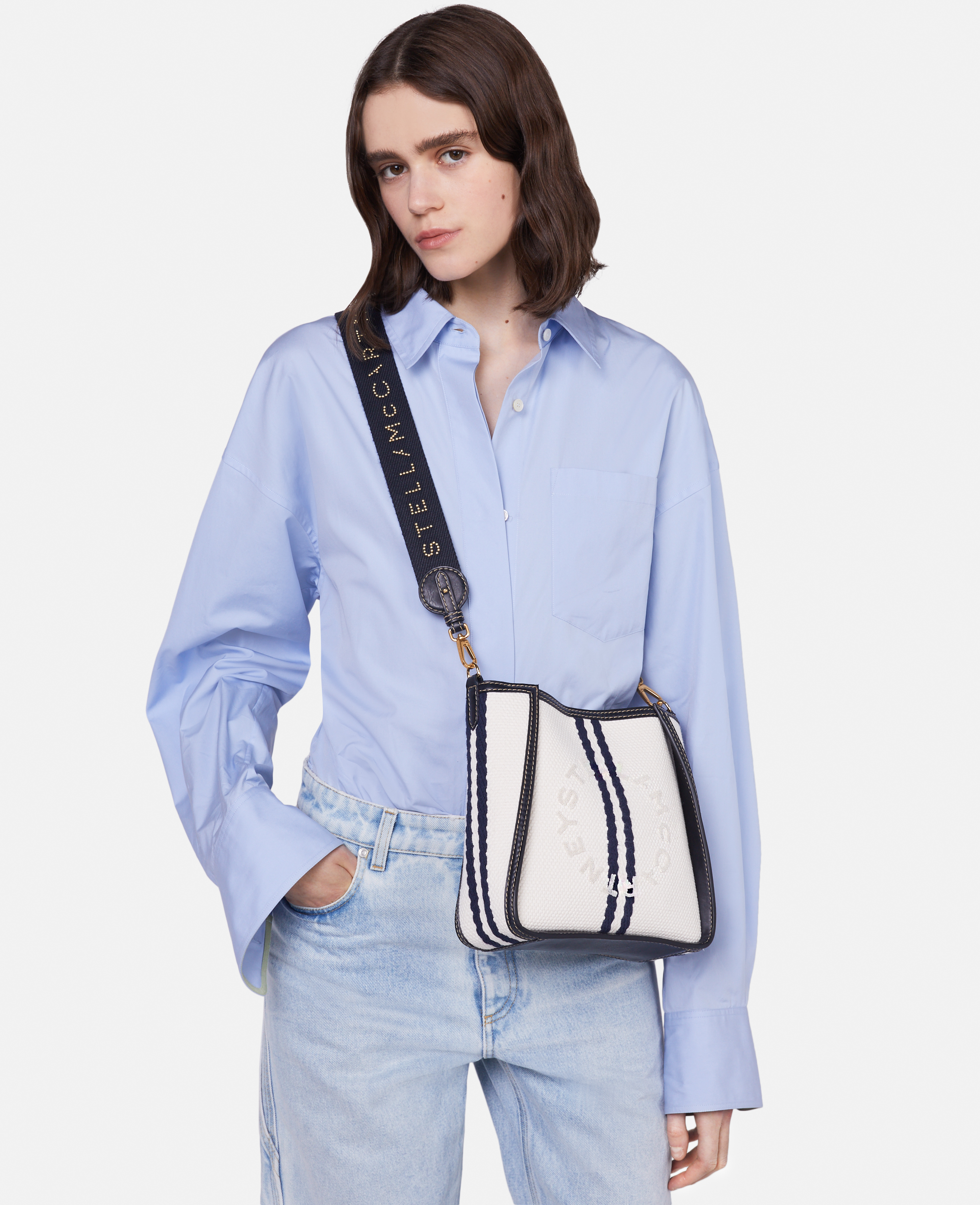 Stella McCartney – Logo Ryder Shoulder Bag, Woman, Ivory/Marine