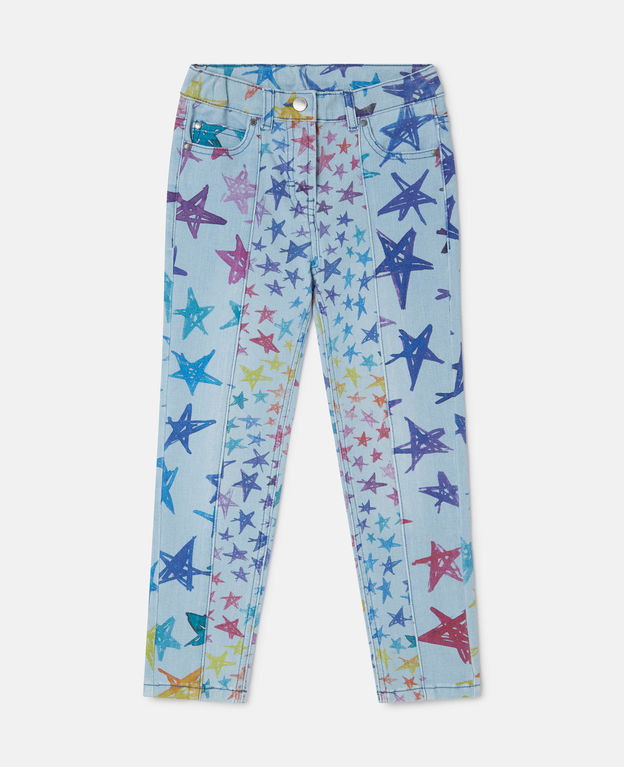 Stella Mccartney Kids' Scribbled Star Print Skinny Jeans In Blue Multicolour