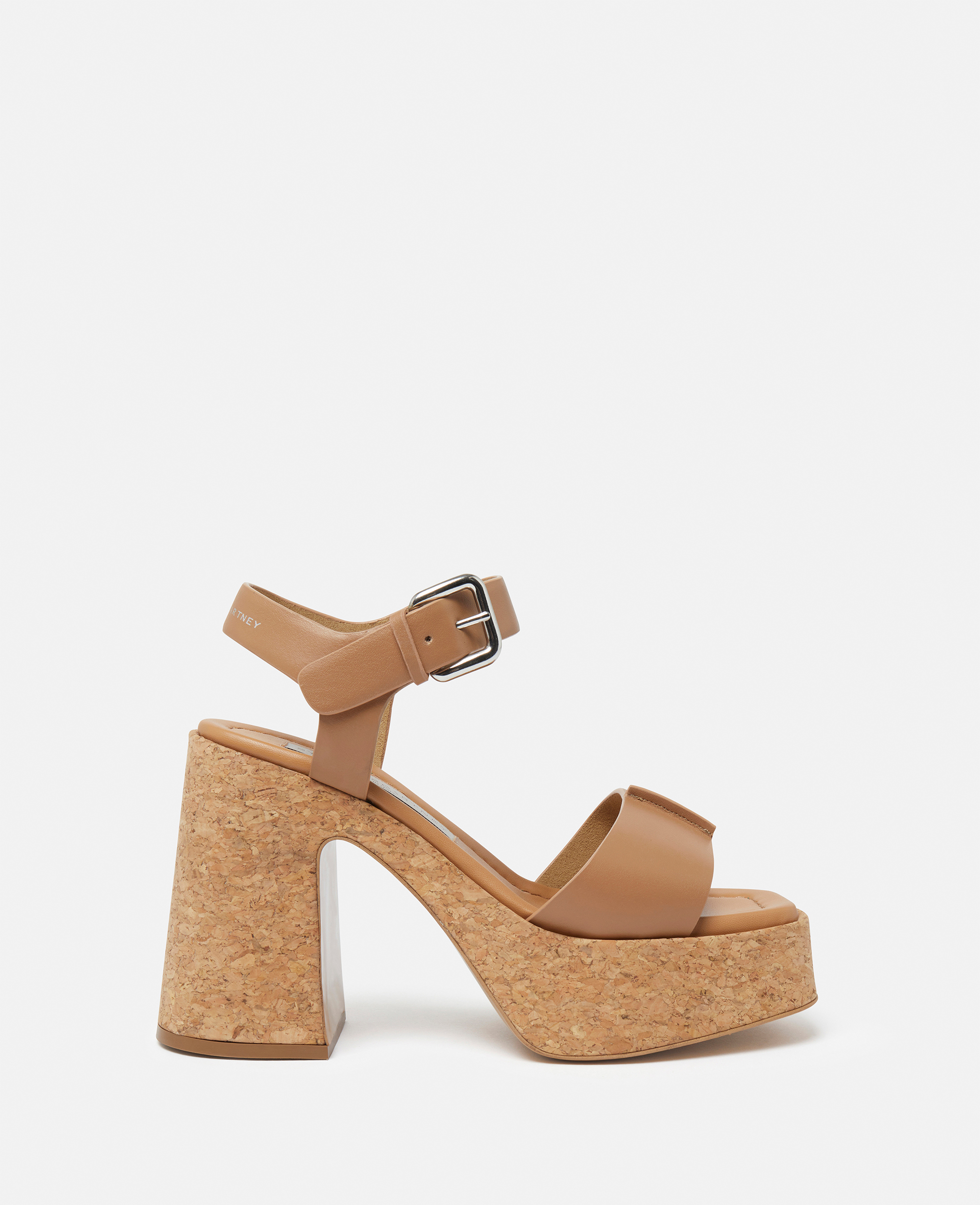 Shop Stella Mccartney Skyla Buckled Platform Sandals In Tan