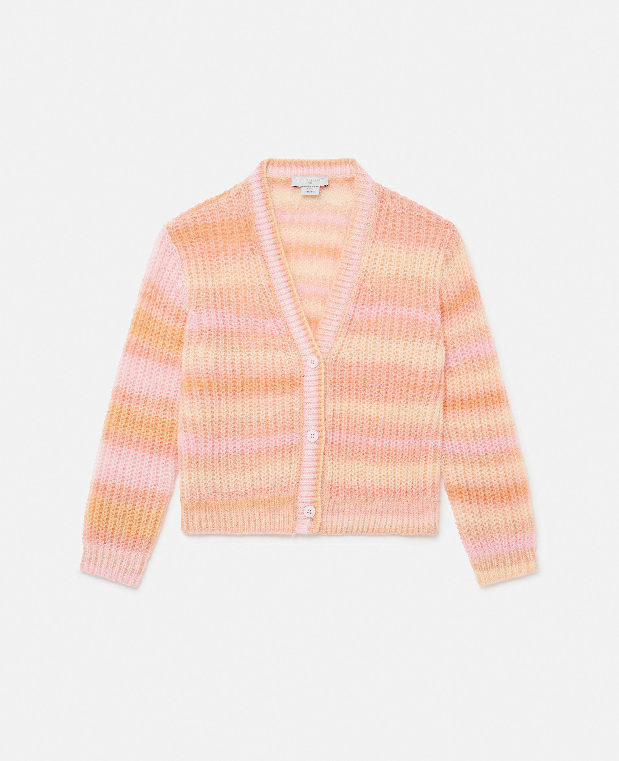 Stella Mccartney Rainbow Striped Knitted Cardigan In Peach Pink