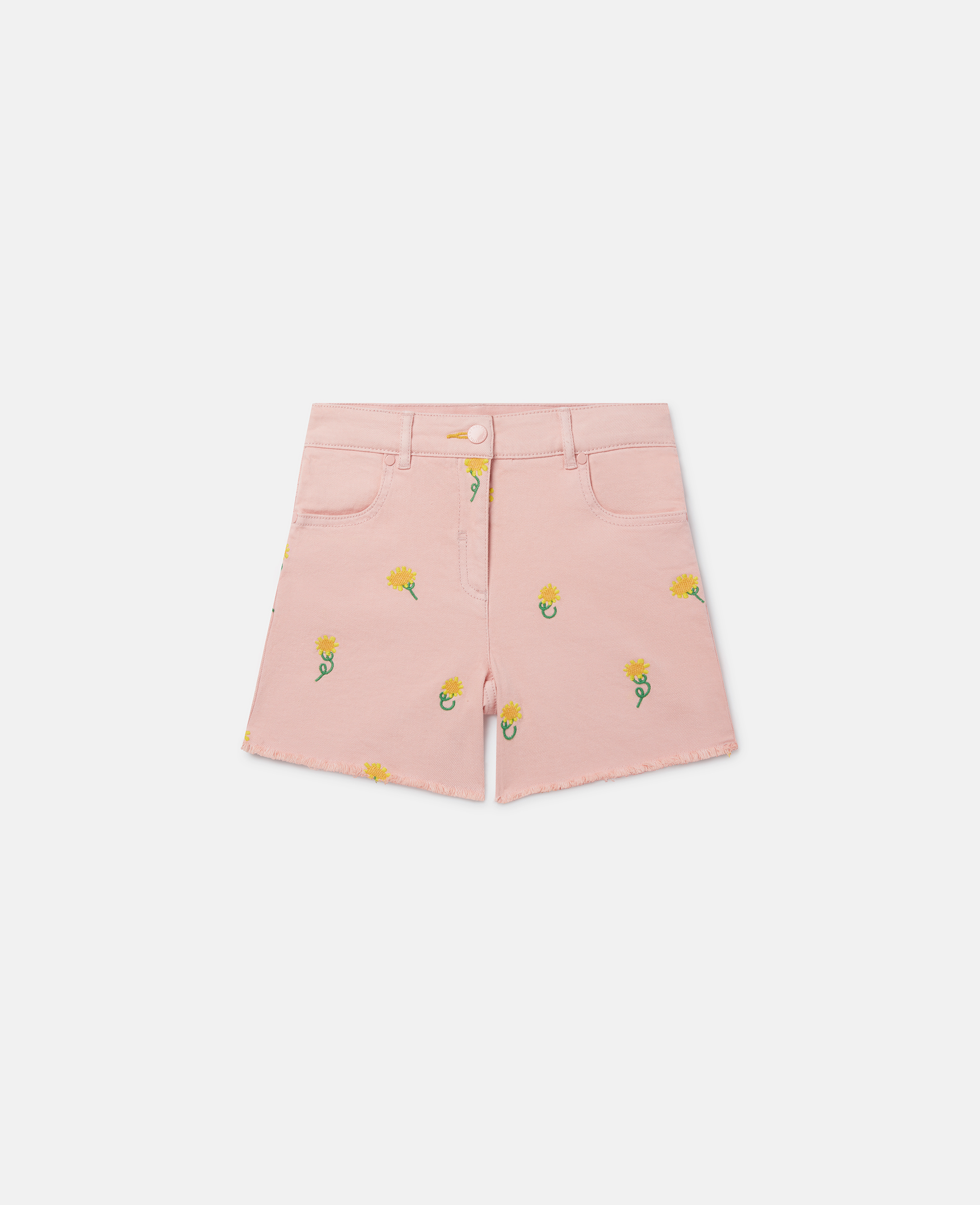 Shop Stella Mccartney Sunflower Print Denim Shorts In Pink