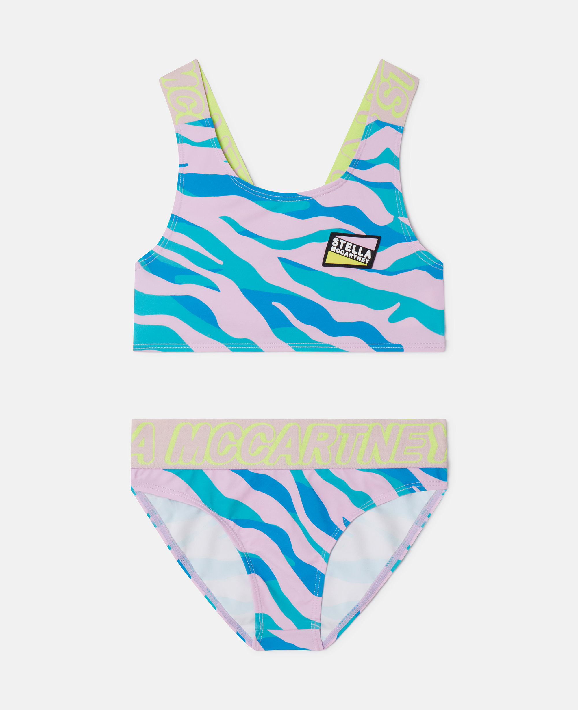 stella mccartney - zebra print bikini set, femme, blue multicolour, taille: 3