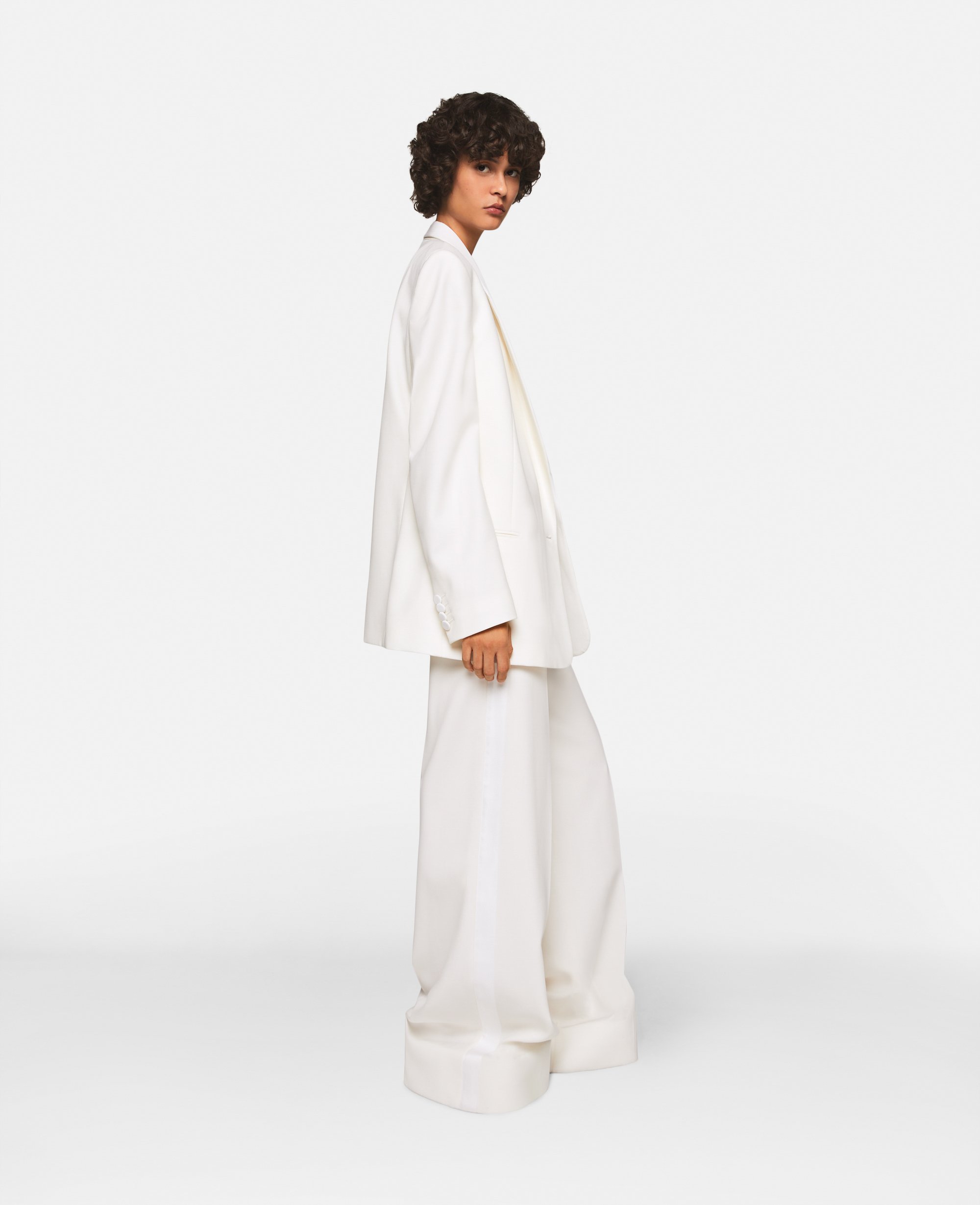 Stella McCartney – Pleated High-Rise Wide-Leg Wool Trousers, Woman, Chalk white, Size: 42