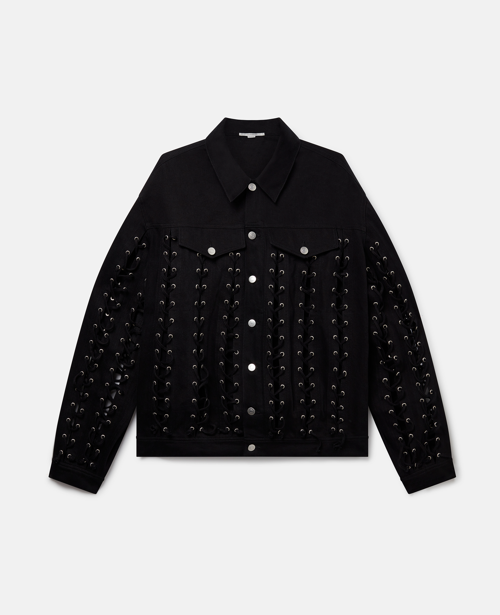 Stella McCartney – Boxy Whipstitched Denim Jacket, Woman, Black denim, Size: S