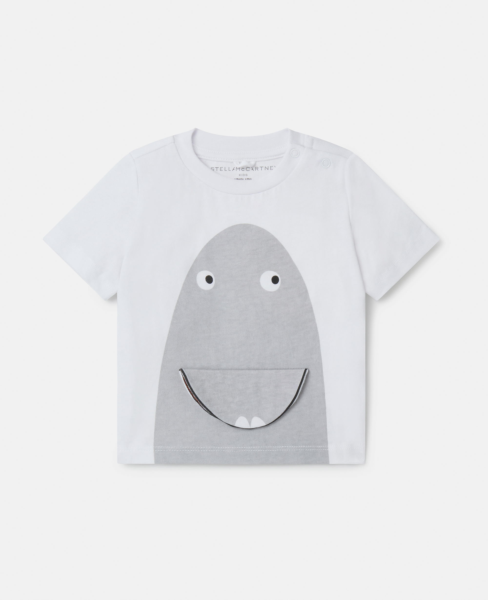Shop Stella Mccartney Shark Face Flap T-shirt In Ivory