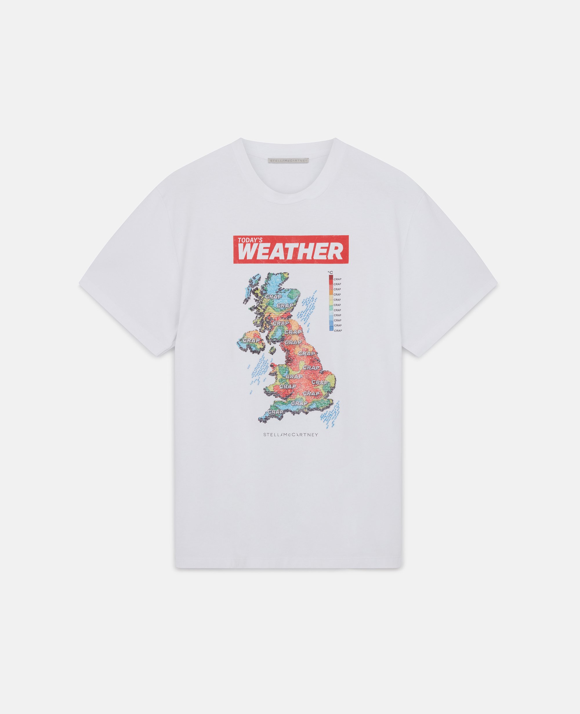 Stella McCartney – Weather Crystal Hotfix T-Shirt, Woman, Pure white, Size: M
