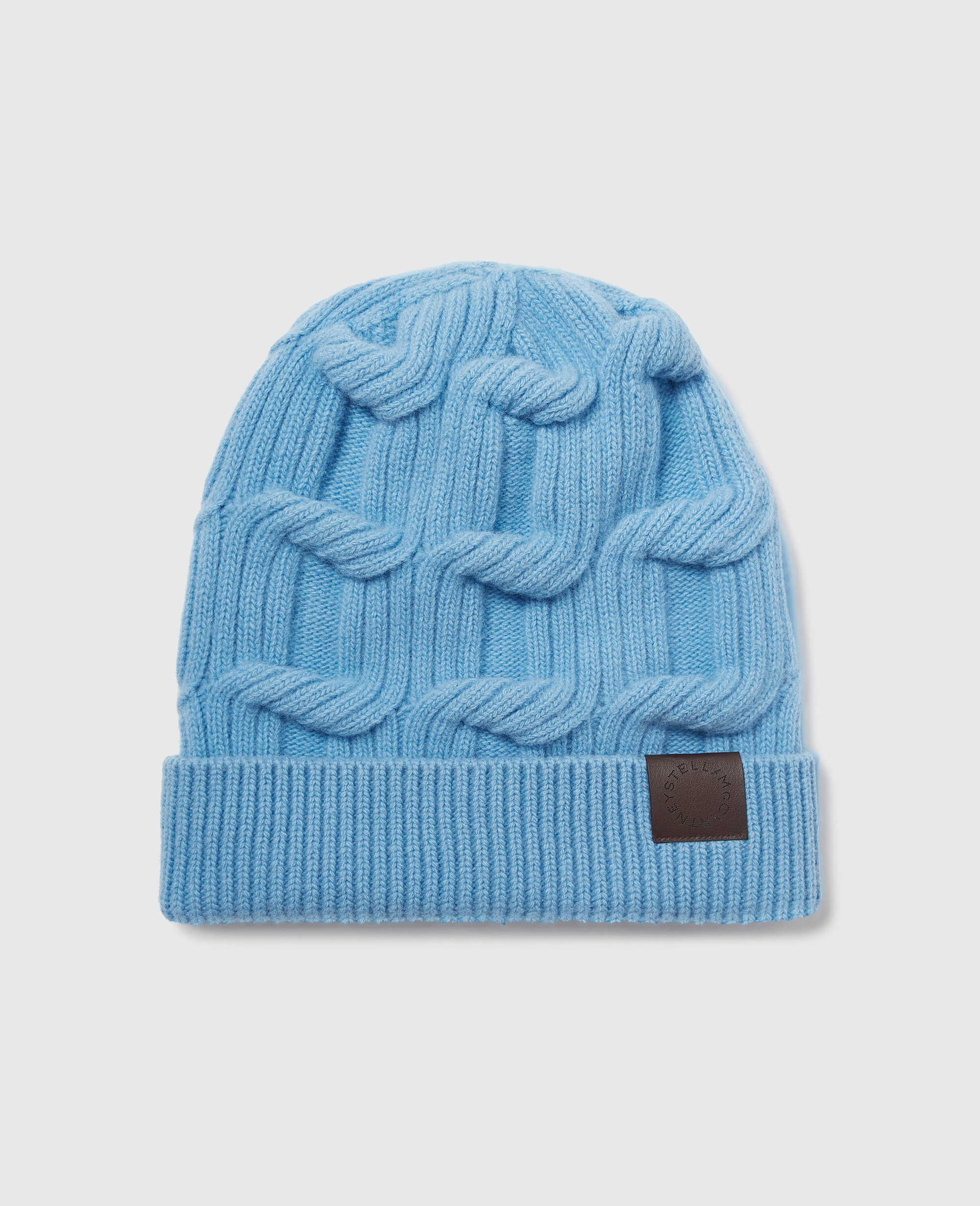 Stella Mccartney Falabella Cable-knit Beanie In Blue