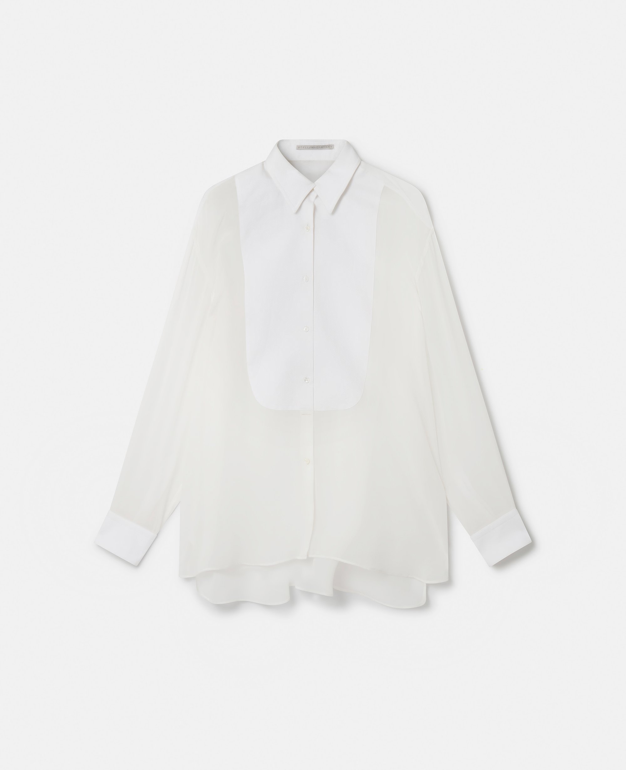 Stella McCartney – S-Wave Silk Chiffon Tuxedo Shirt, Woman, White, Size: 38