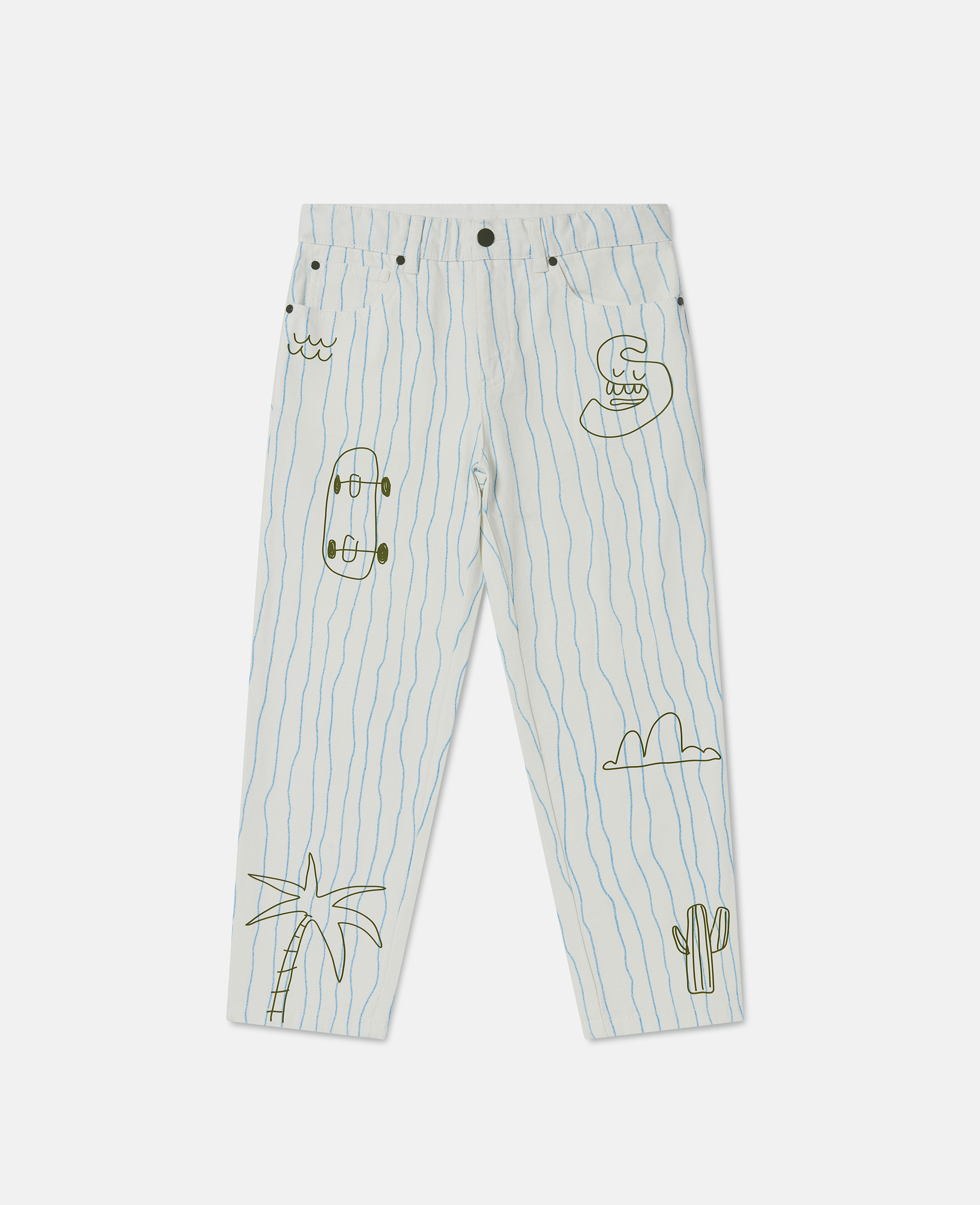 Stella Mccartney Skateboard Print Jeans In Cream