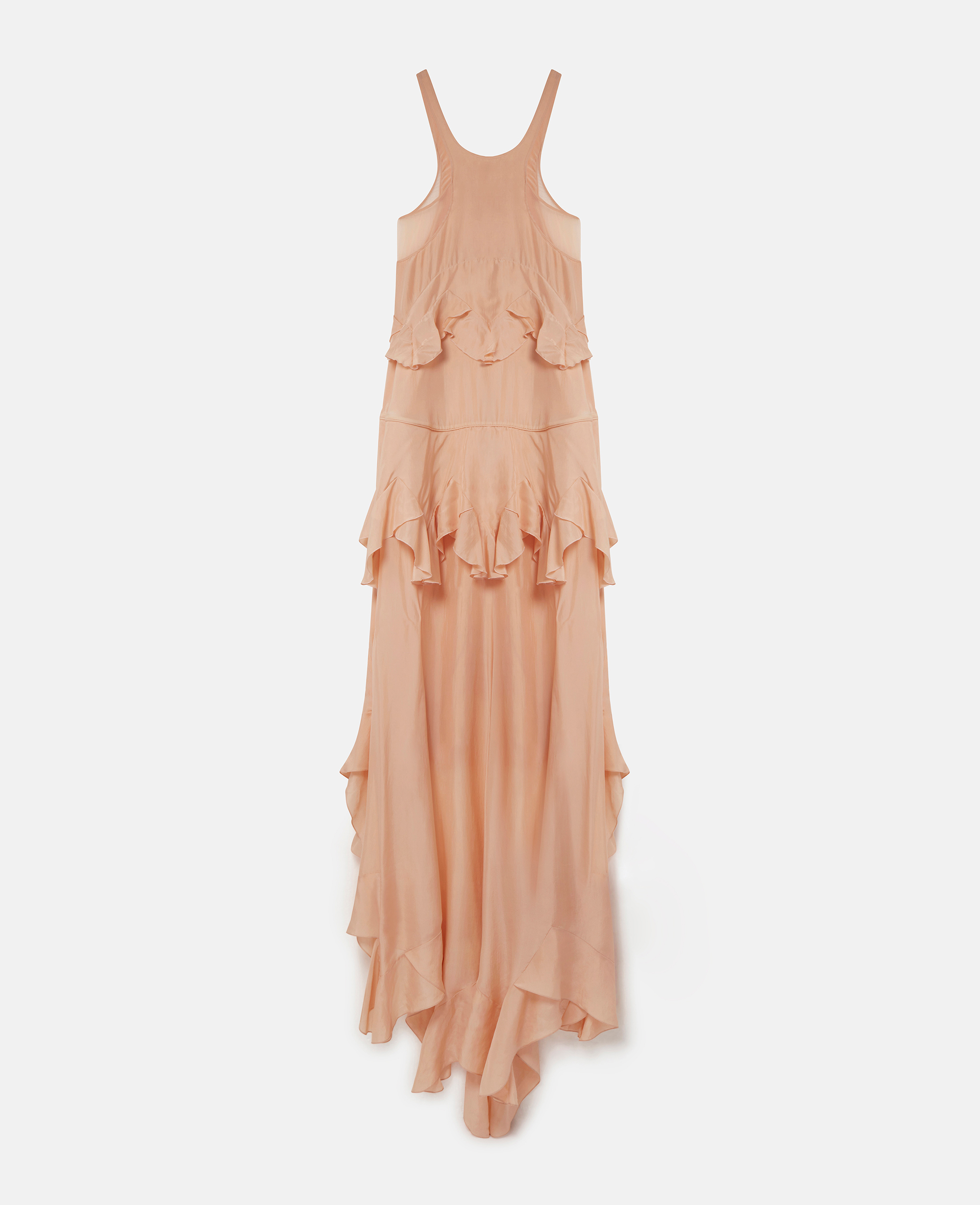 Shop Stella Mccartney Sleeveless Tiered Silk Maxi Dress In Powder Peach
