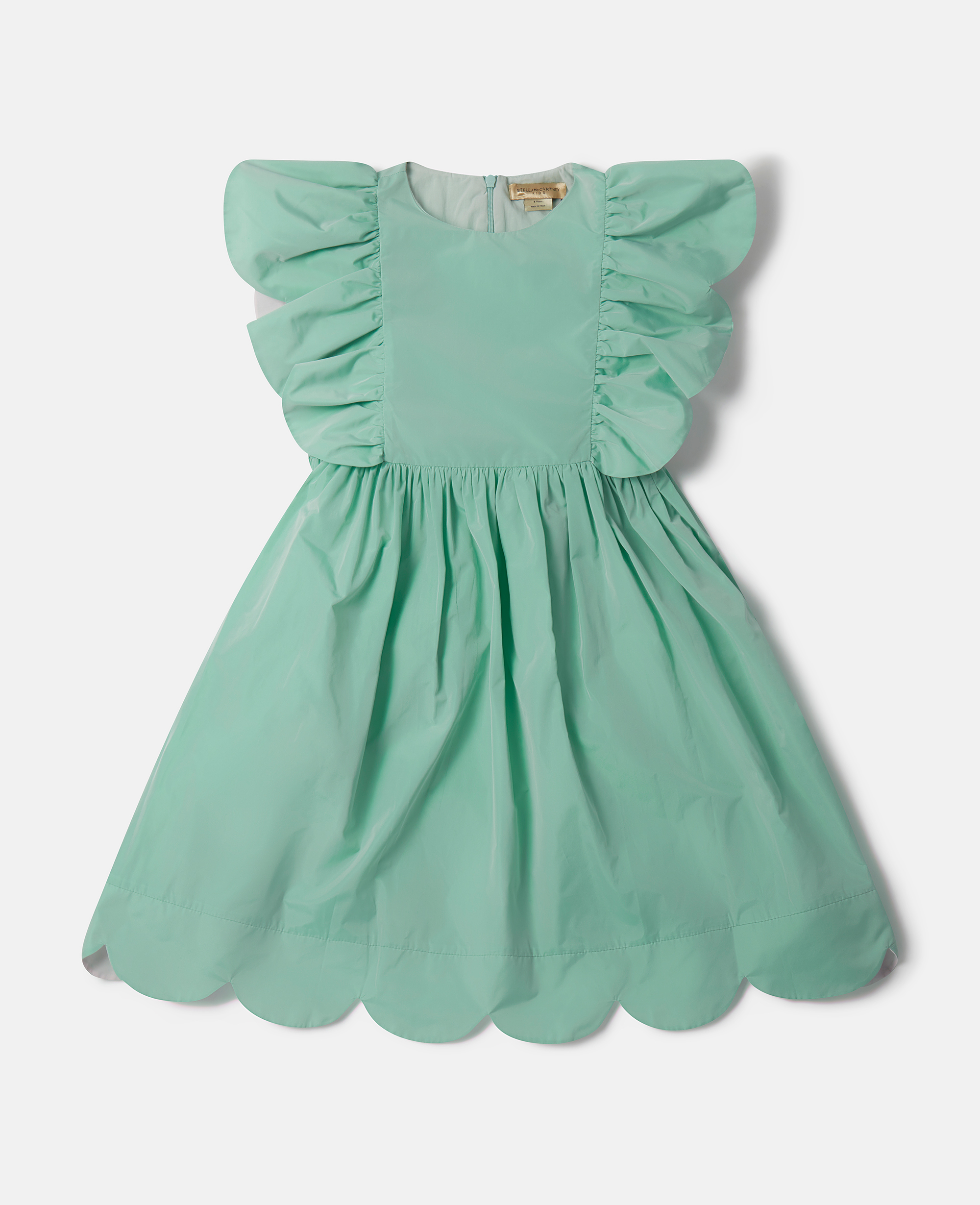 Stella Mccartney Kids' Scalloped Edge Sleeveless Dress In Green