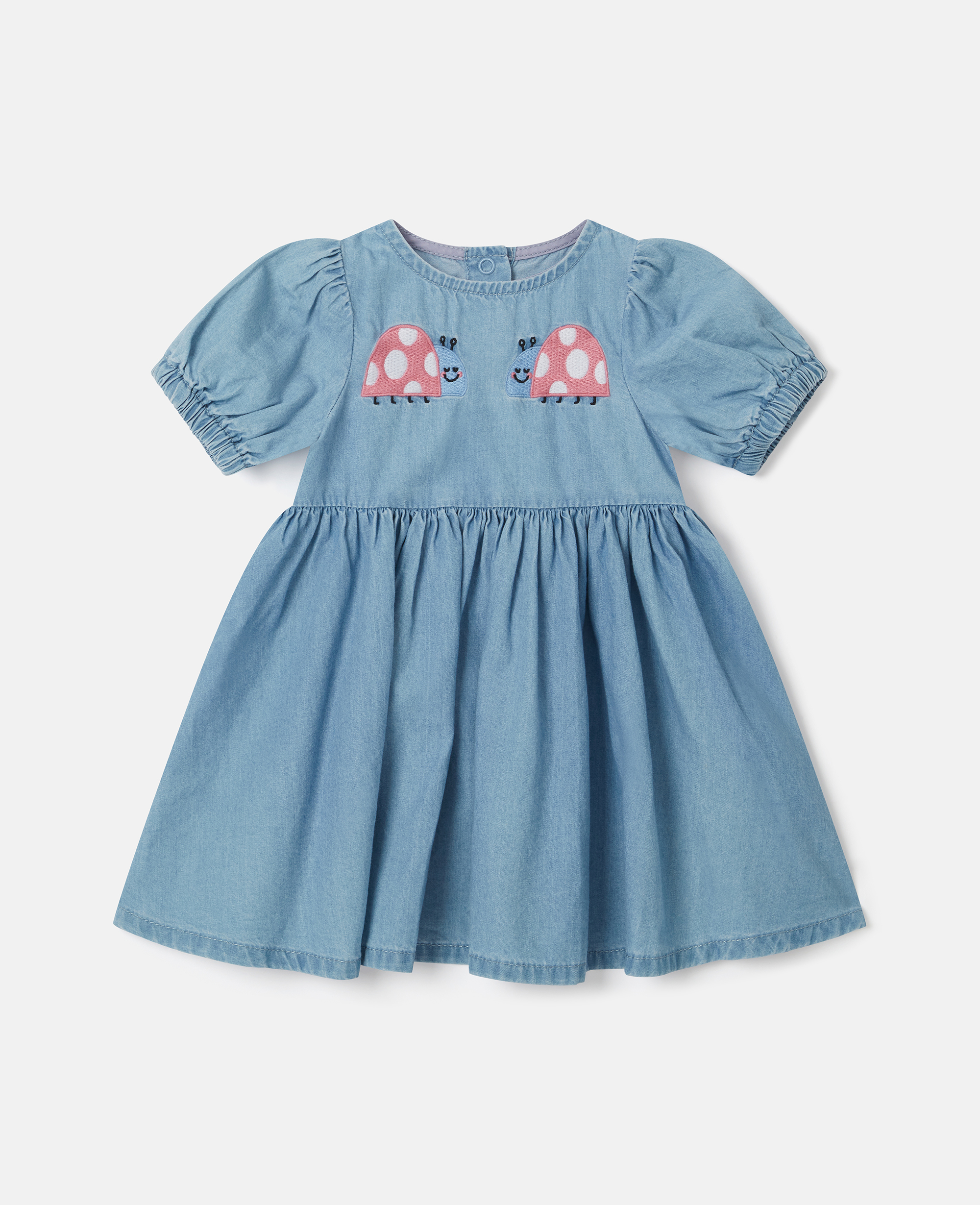 Stella McCartney - Ladybird-Embroidered Denim Dress, Woman, Light blue, Size: 9m