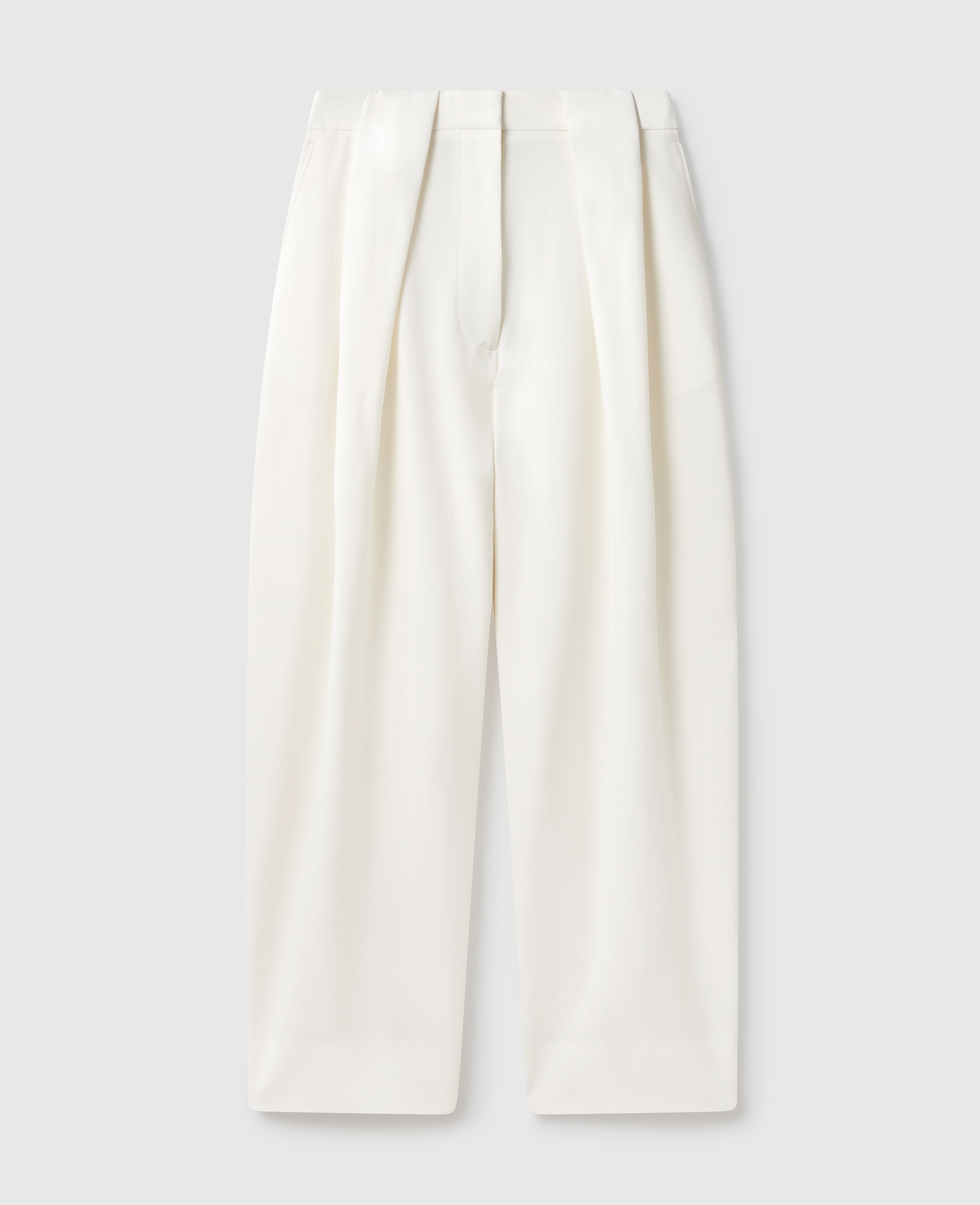 Shop Stella Mccartney Slouchy Panelled Pleated Trousers In White