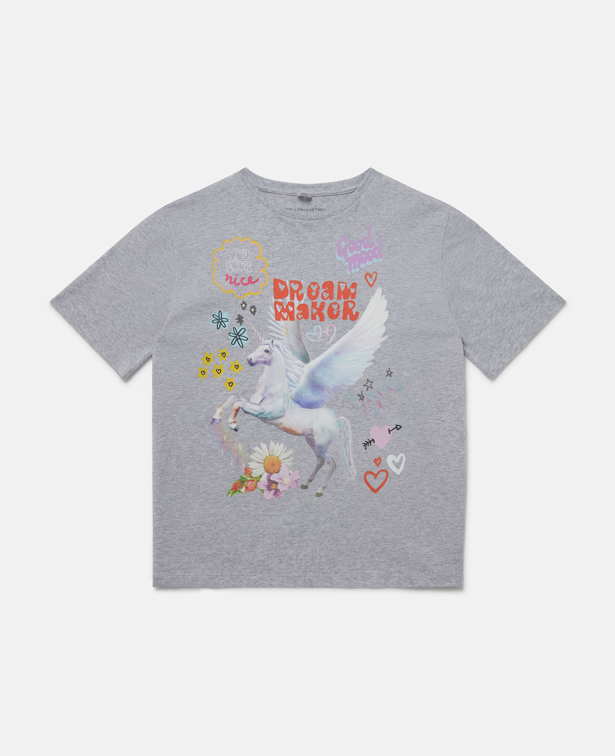 Stella Mccartney 'dream Maker' Unicorn Print T-shirt In Grey