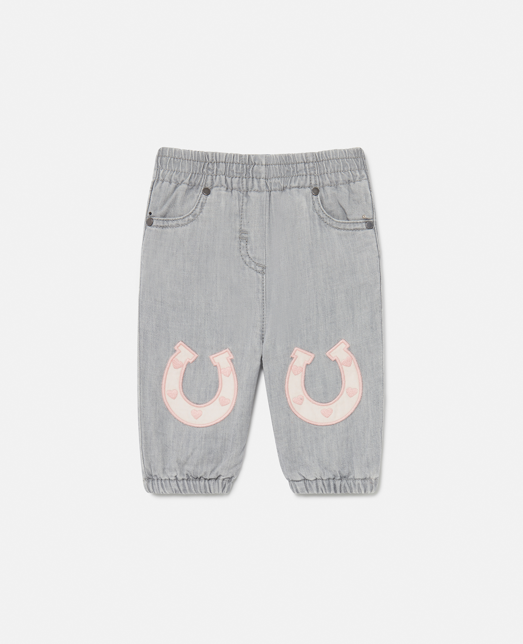 Shop Stella Mccartney Horseshoe Appliqué Trousers In Gray