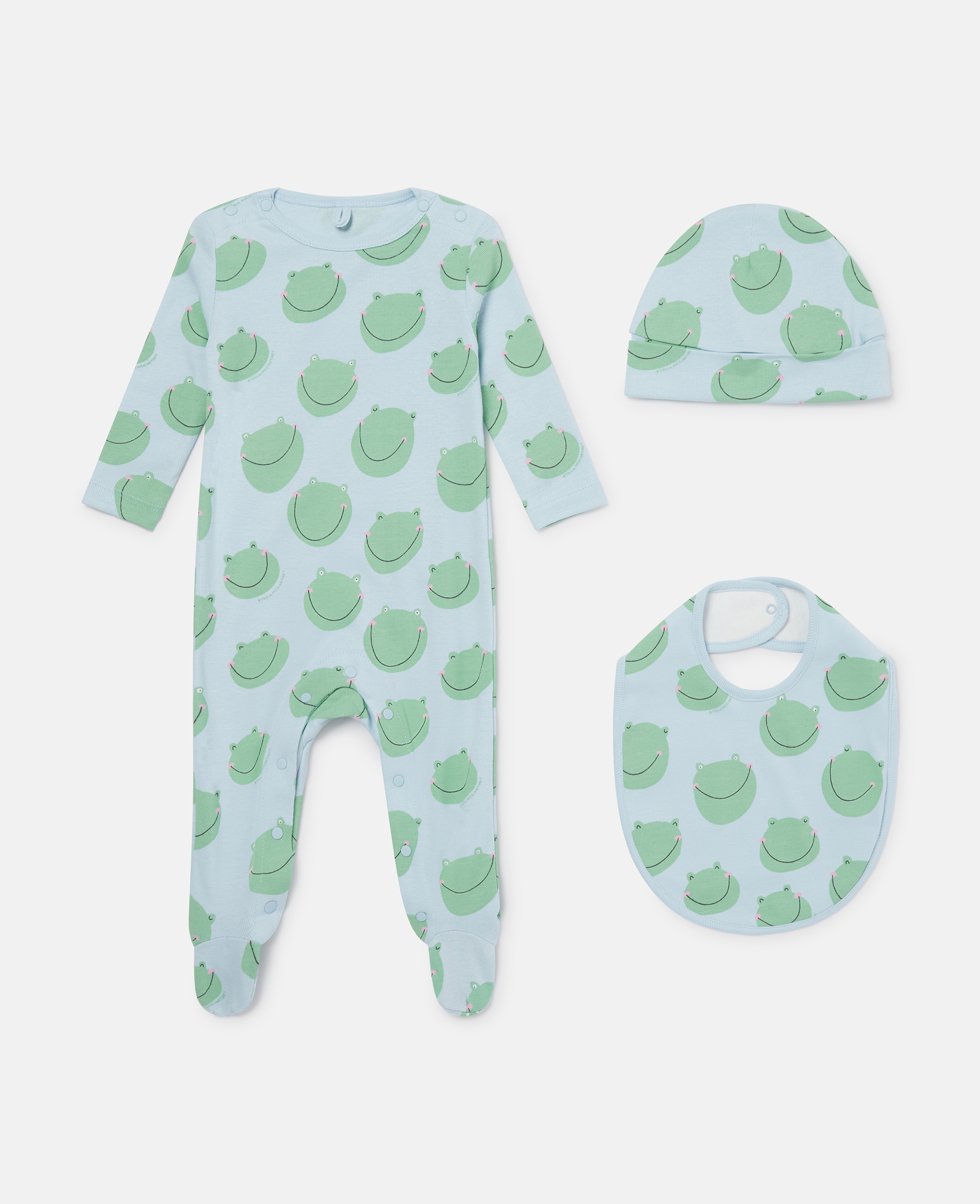 Stella Mccartney Frog Print Romper Gift Set In Blue/green