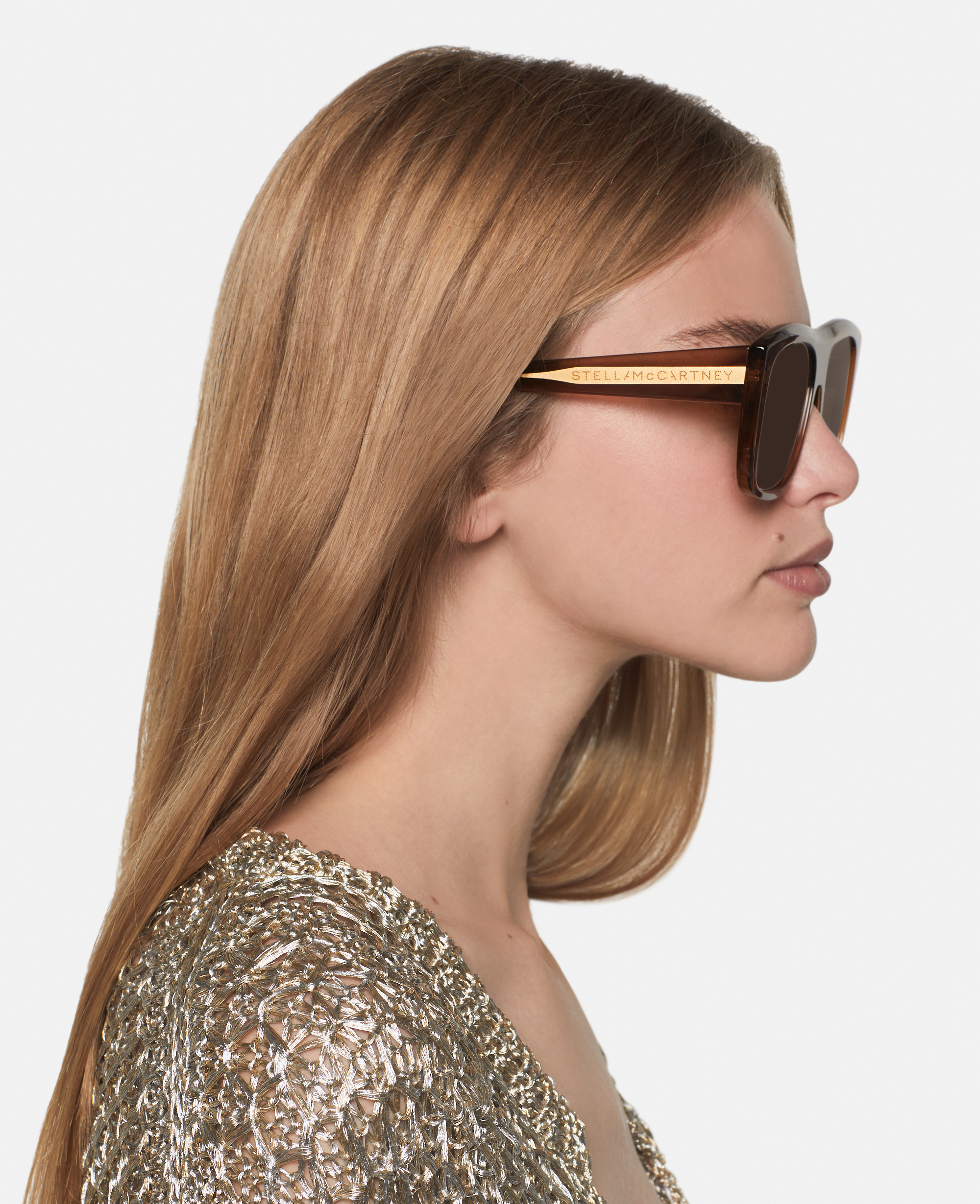 Stella Mccartney Straight-edge Square Sunglasses In Brown