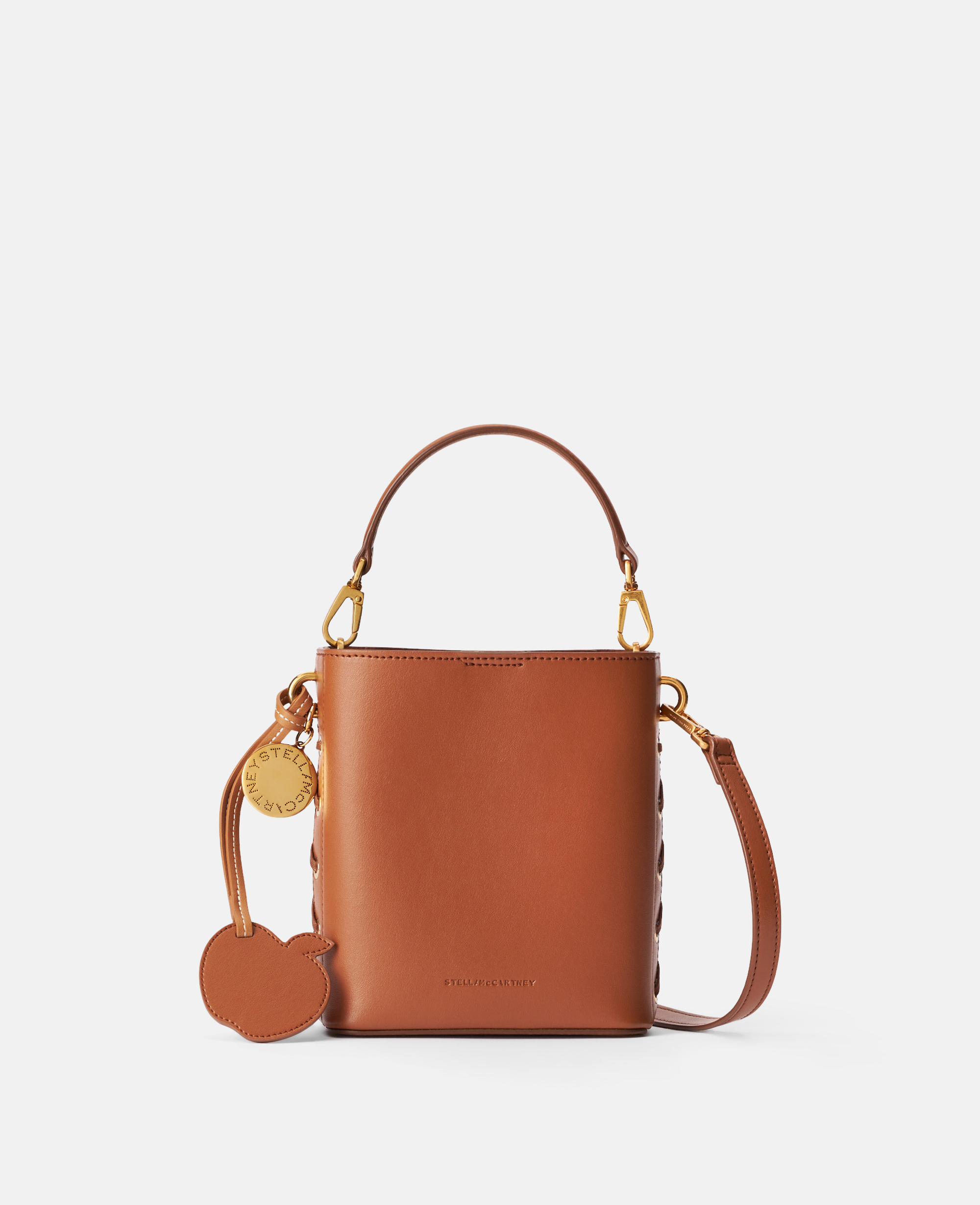 Shop Stella Mccartney Whipstitched Bucket Bag In Tan Brown