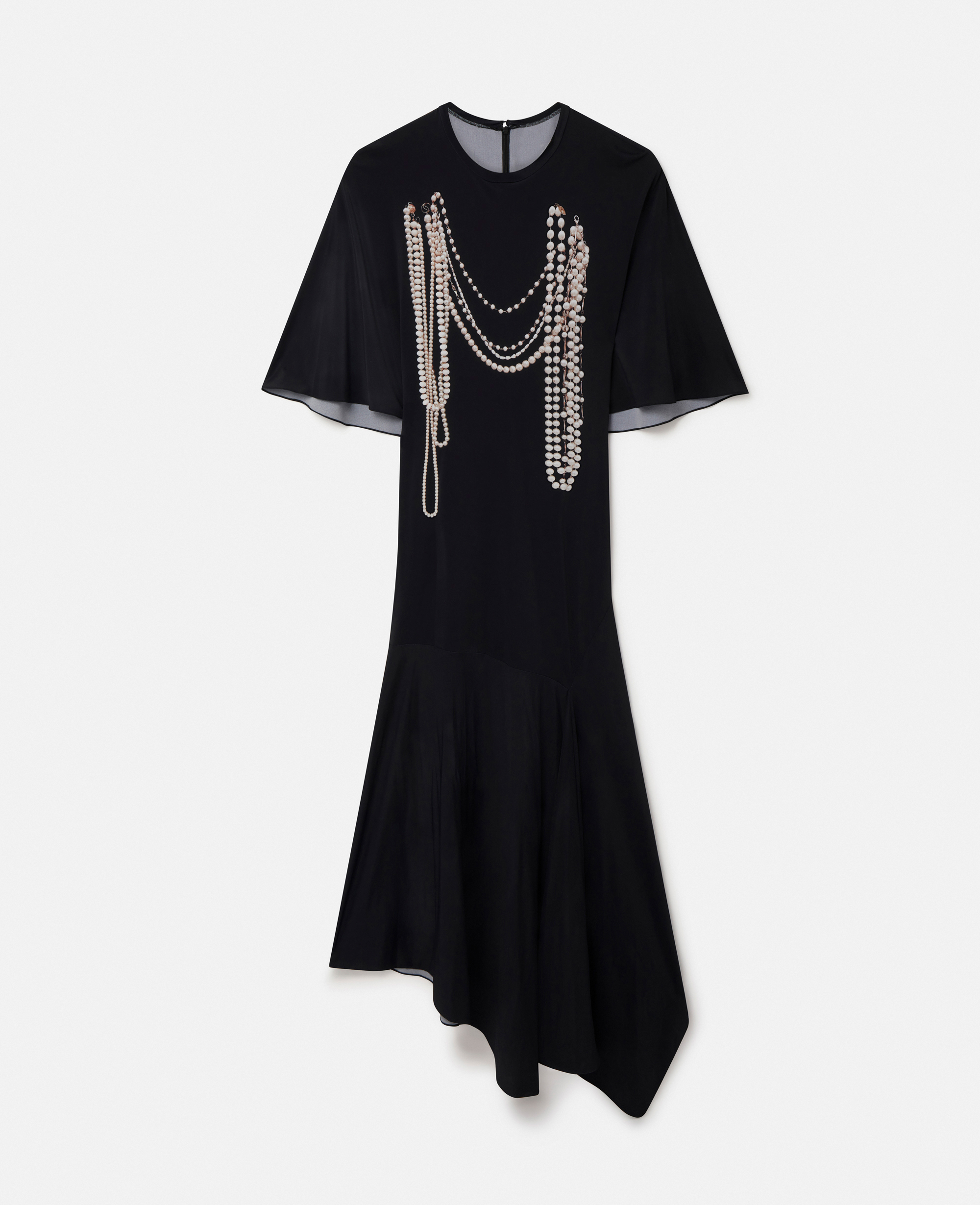 Stella Mccartney Trompe L'oeil-print Asymmetric Dress In Black