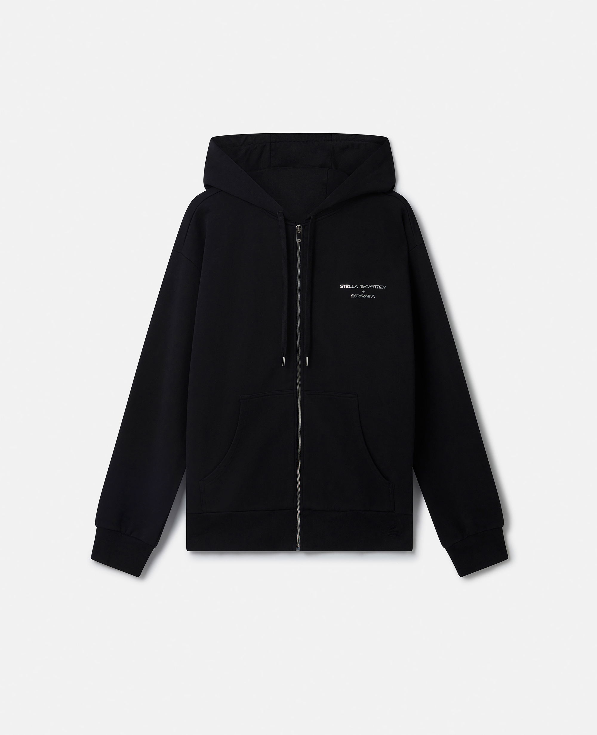 Stella Mccartney Sexy Robot Oversized Organic Cotton Zip Hoodie In Black