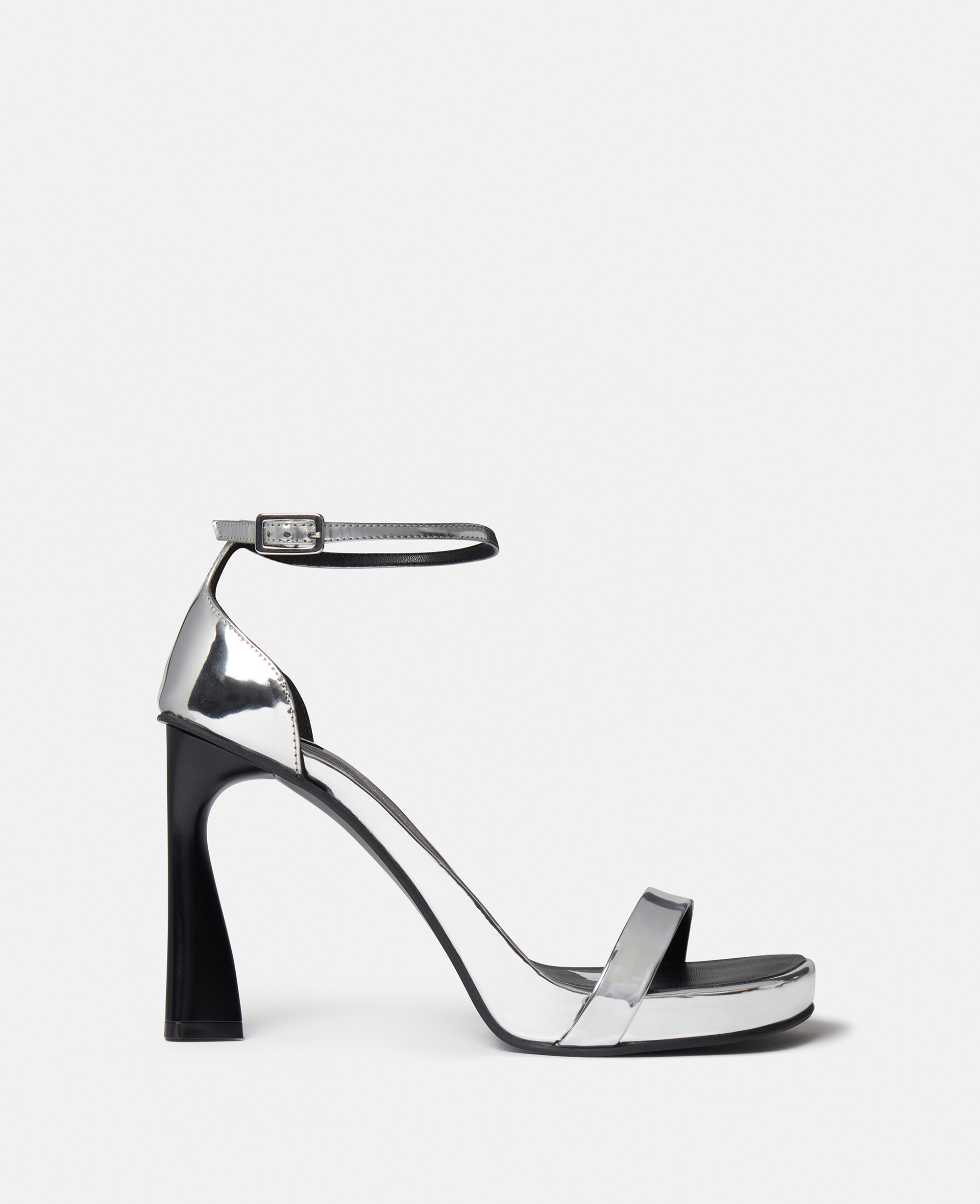 Shop Stella Mccartney Elsa Mirrored Heeled Sandals In Silver
