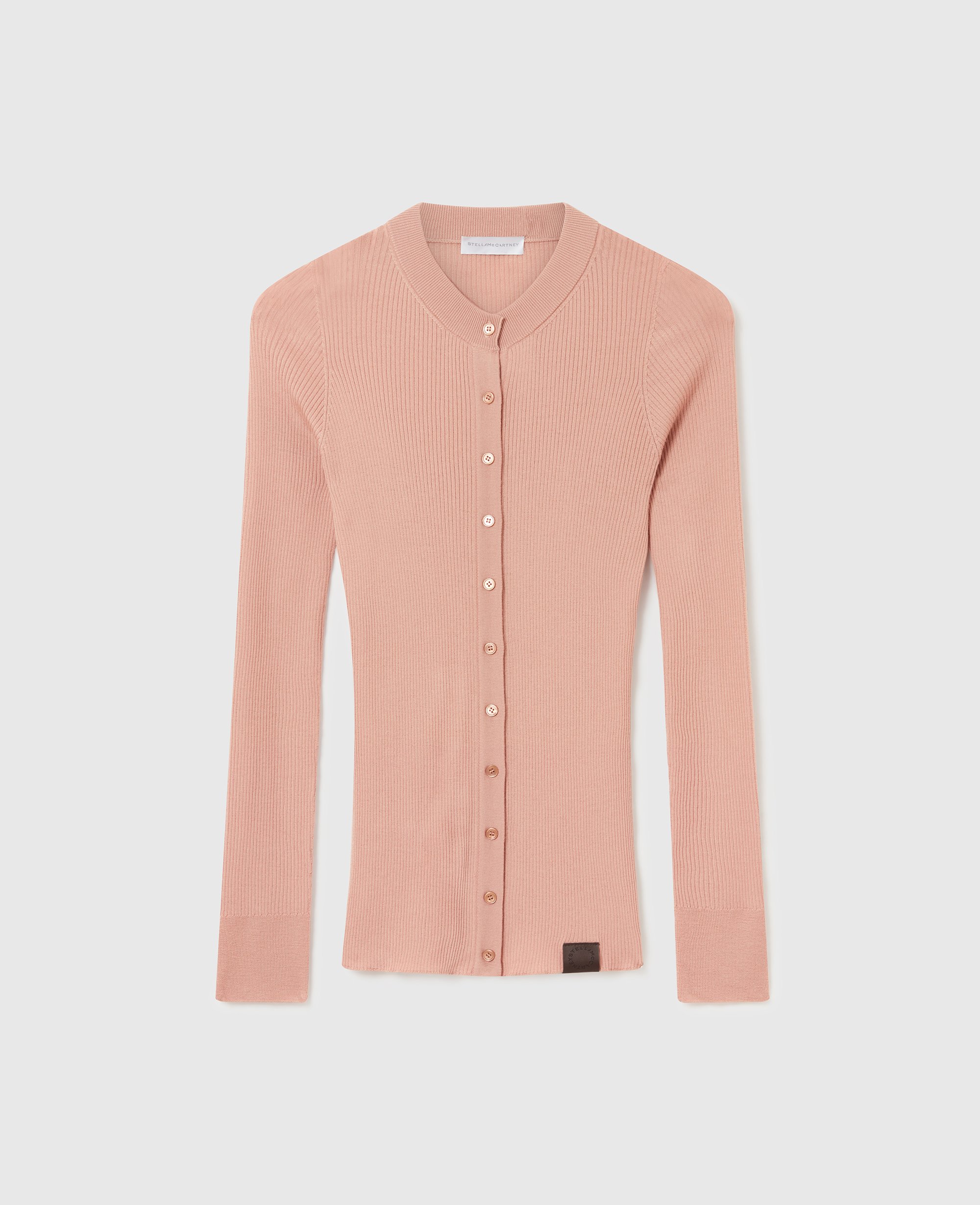 Stella McCartney - Strickjacke aus Rippstrick mit Rundhalsausschnitt, Frau, Altrosa, Größe: XS