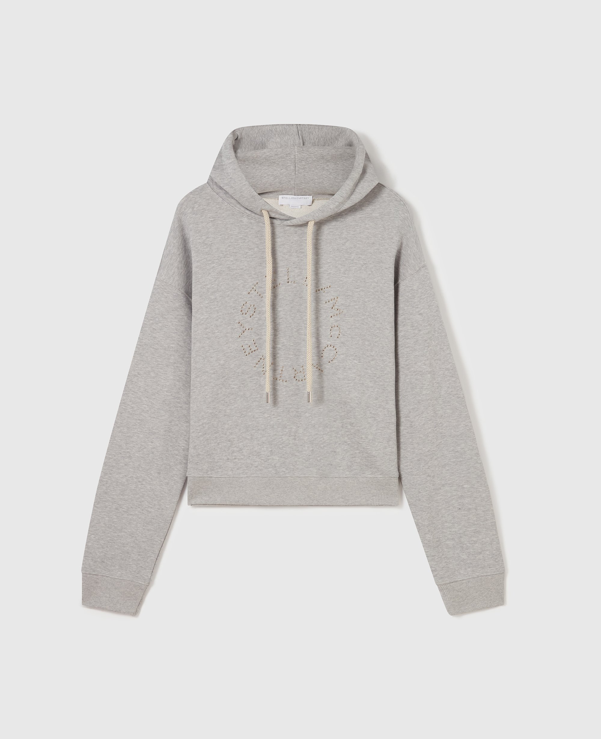 Stella Mccartney Logo-embroidered Cropped Hoodie In Gray
