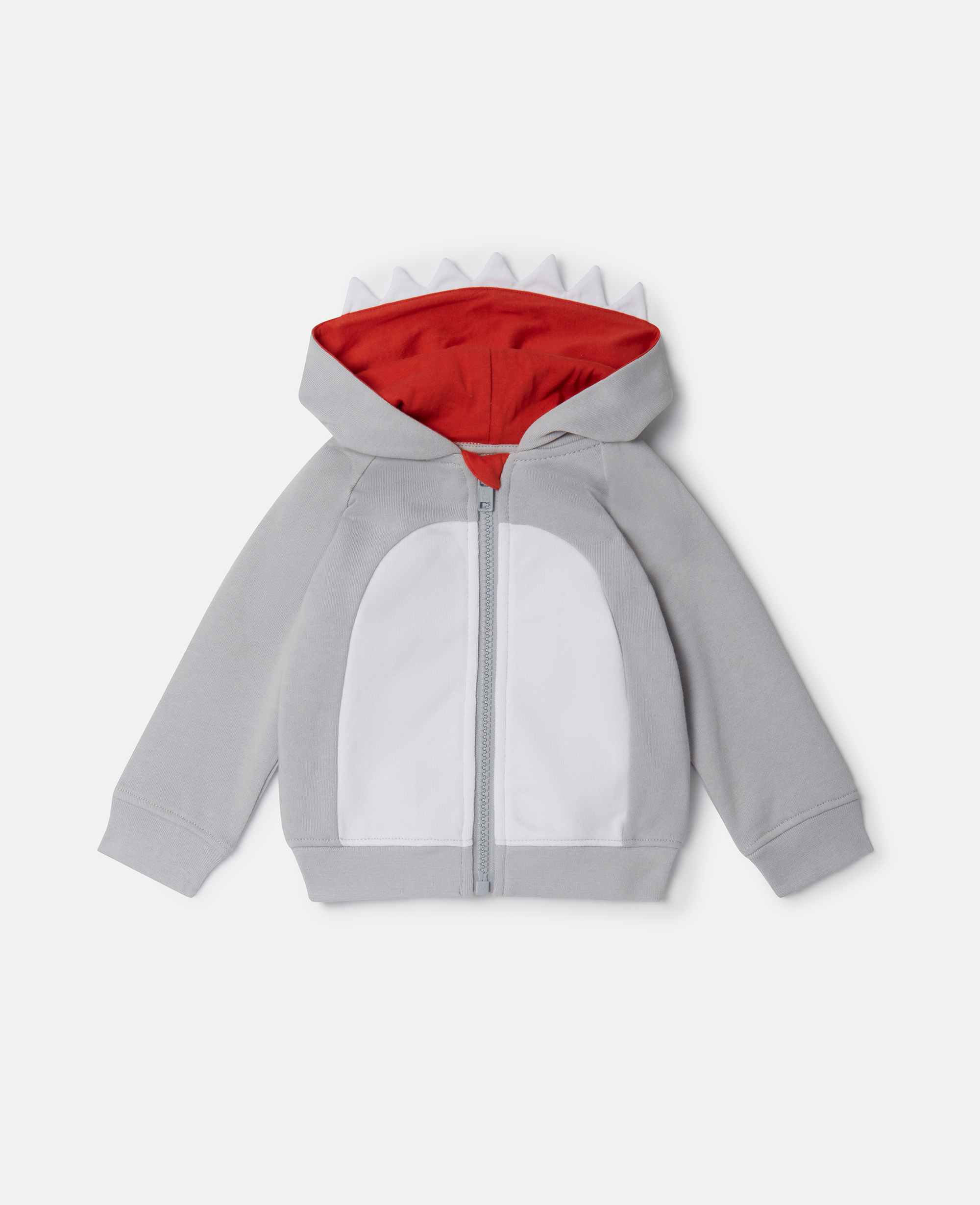 Stella Mccartney Kids' Shark Zip Hoodie In Grey Melange