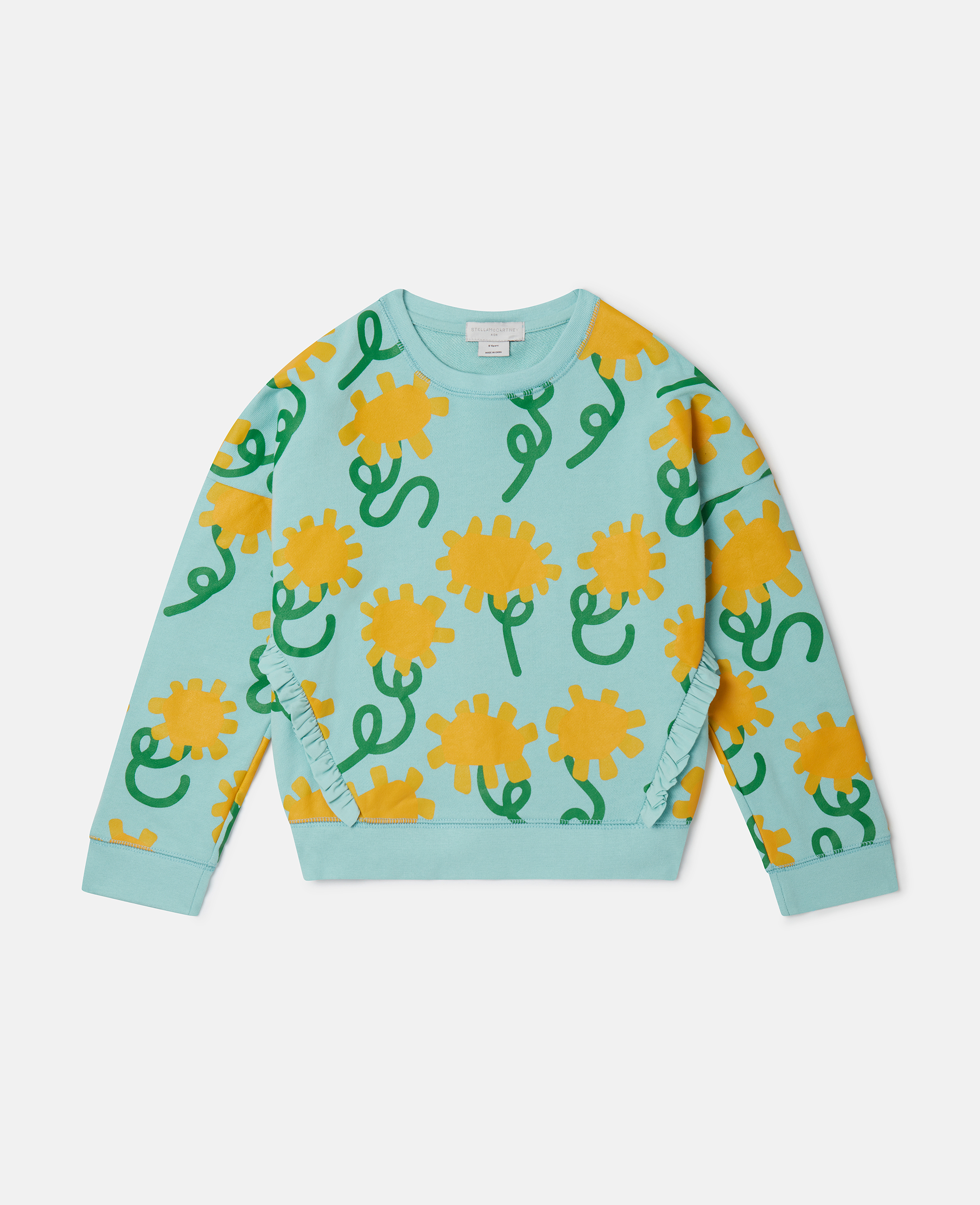 Stella Mccartney Kids' Sunflower Print Sweatshirt In Aqua Blue