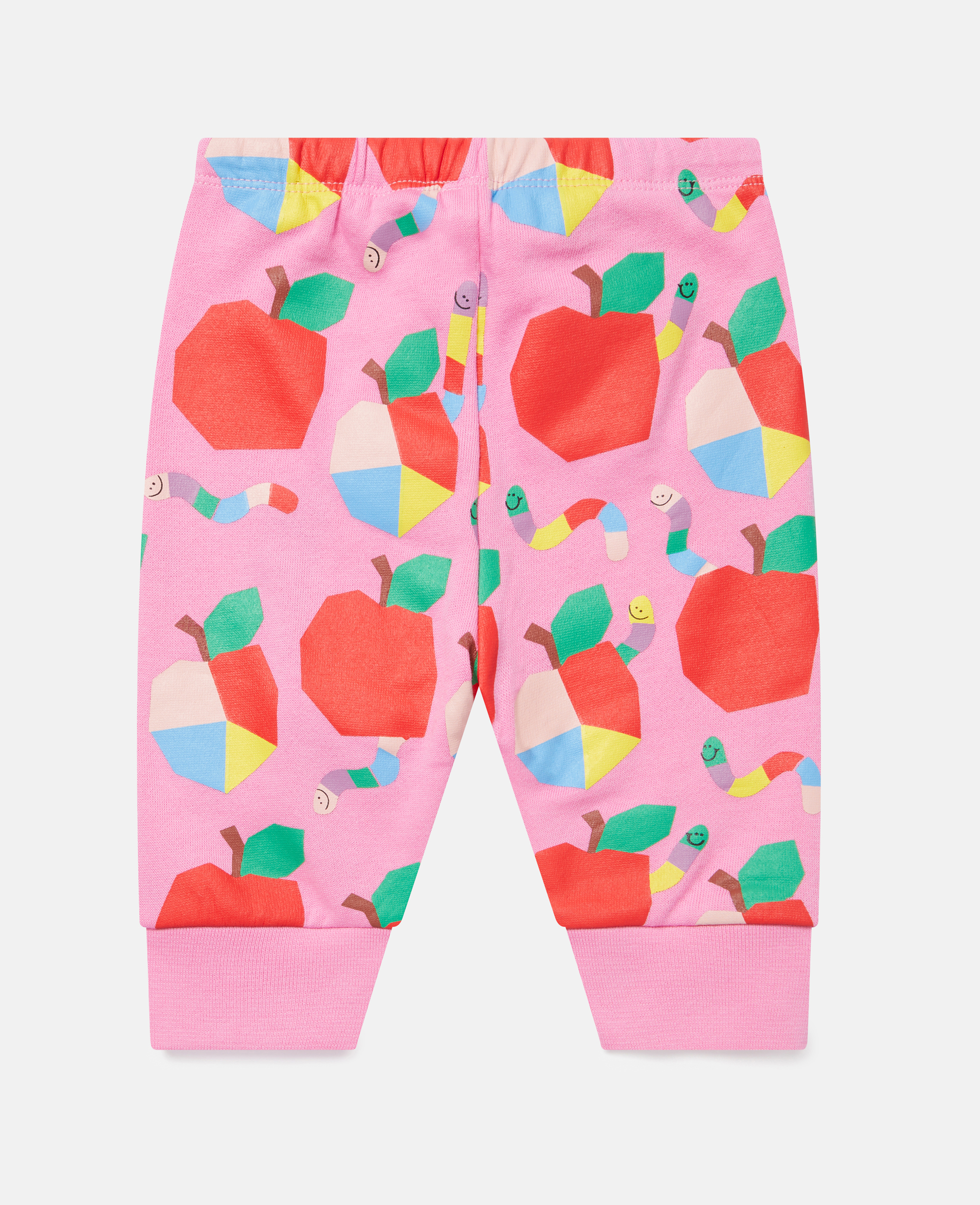 Stella Mccartney Fleece Apples And Worms Print Joggers In Pink
