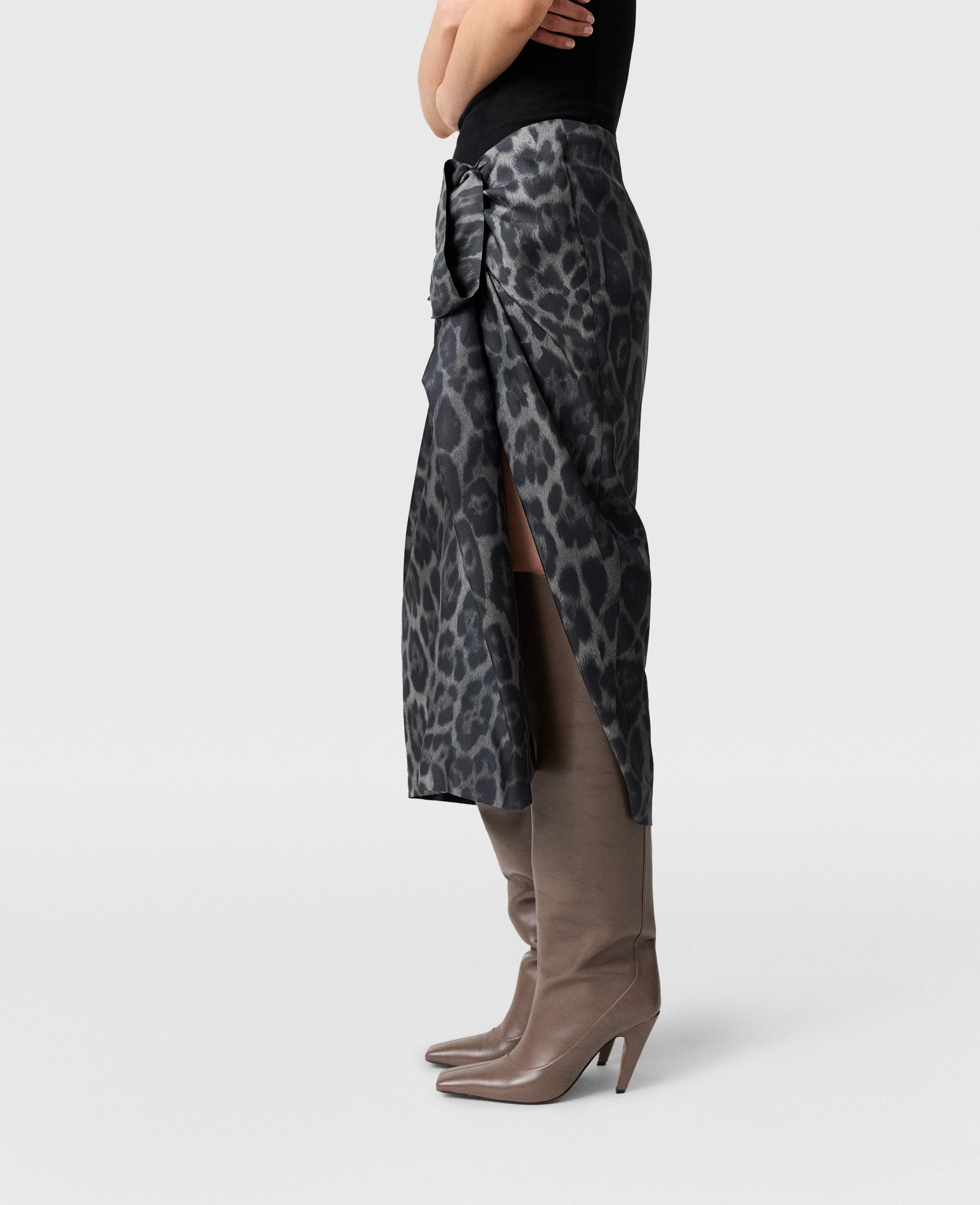 Stella Mccartney Knotted Asymmetric Leopard Midi Skirt