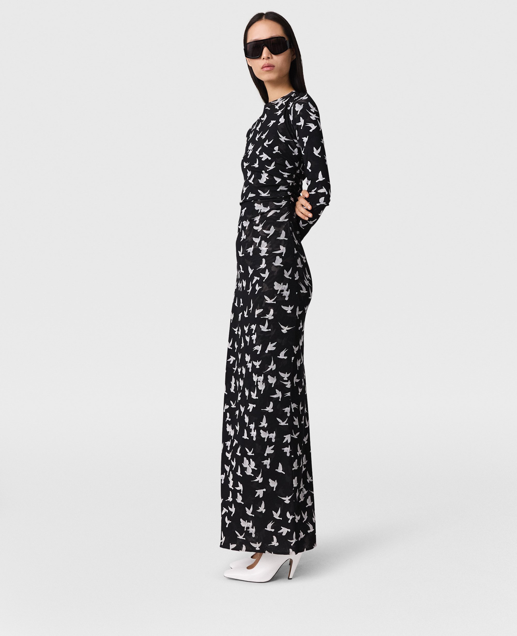 Robe a manches longues en mesh avec imprime colombe, , /, Taille: S - Stella McCartney - Modalova