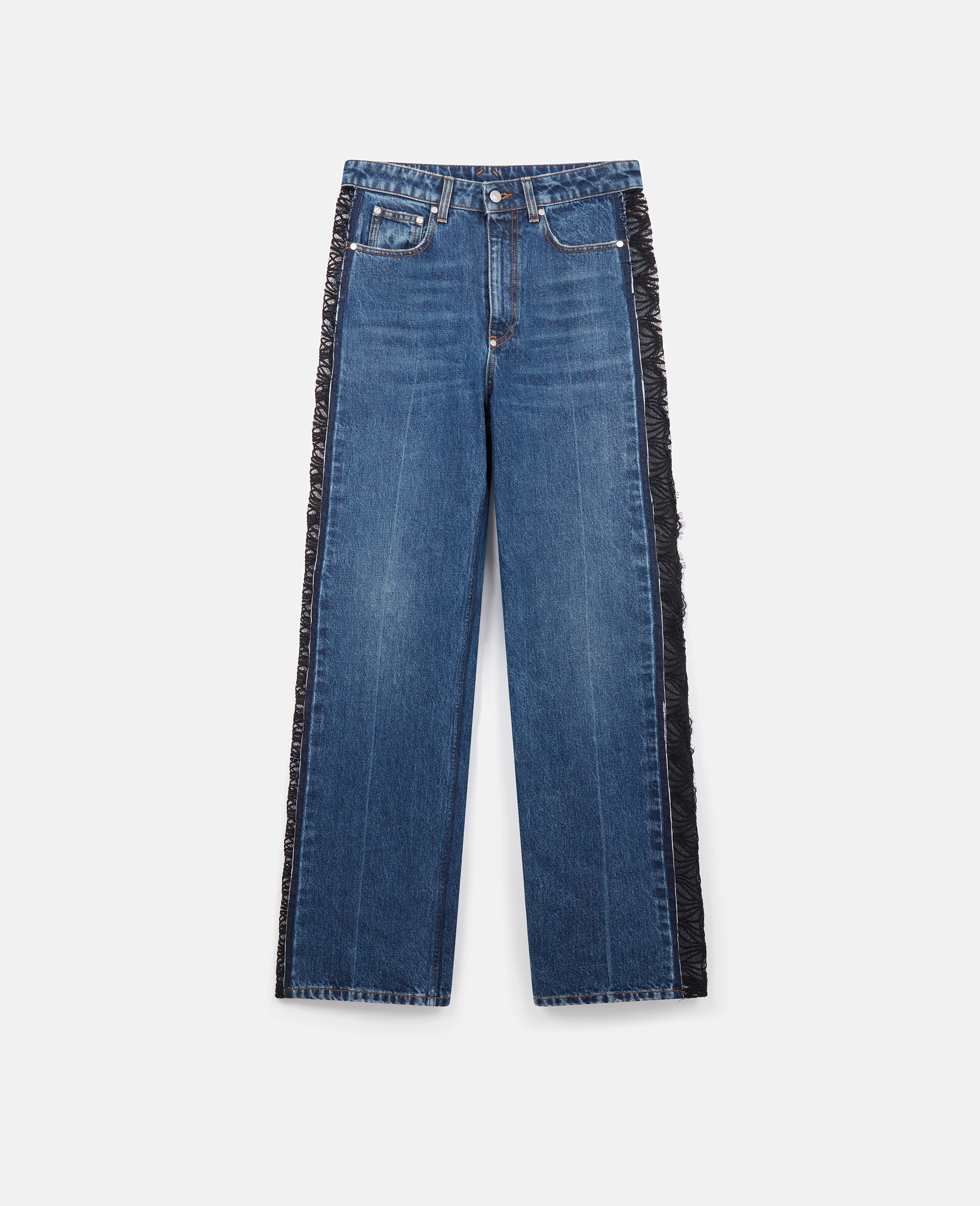 Stella Mccartney Lace High-rise Straight Leg Jeans In Blue