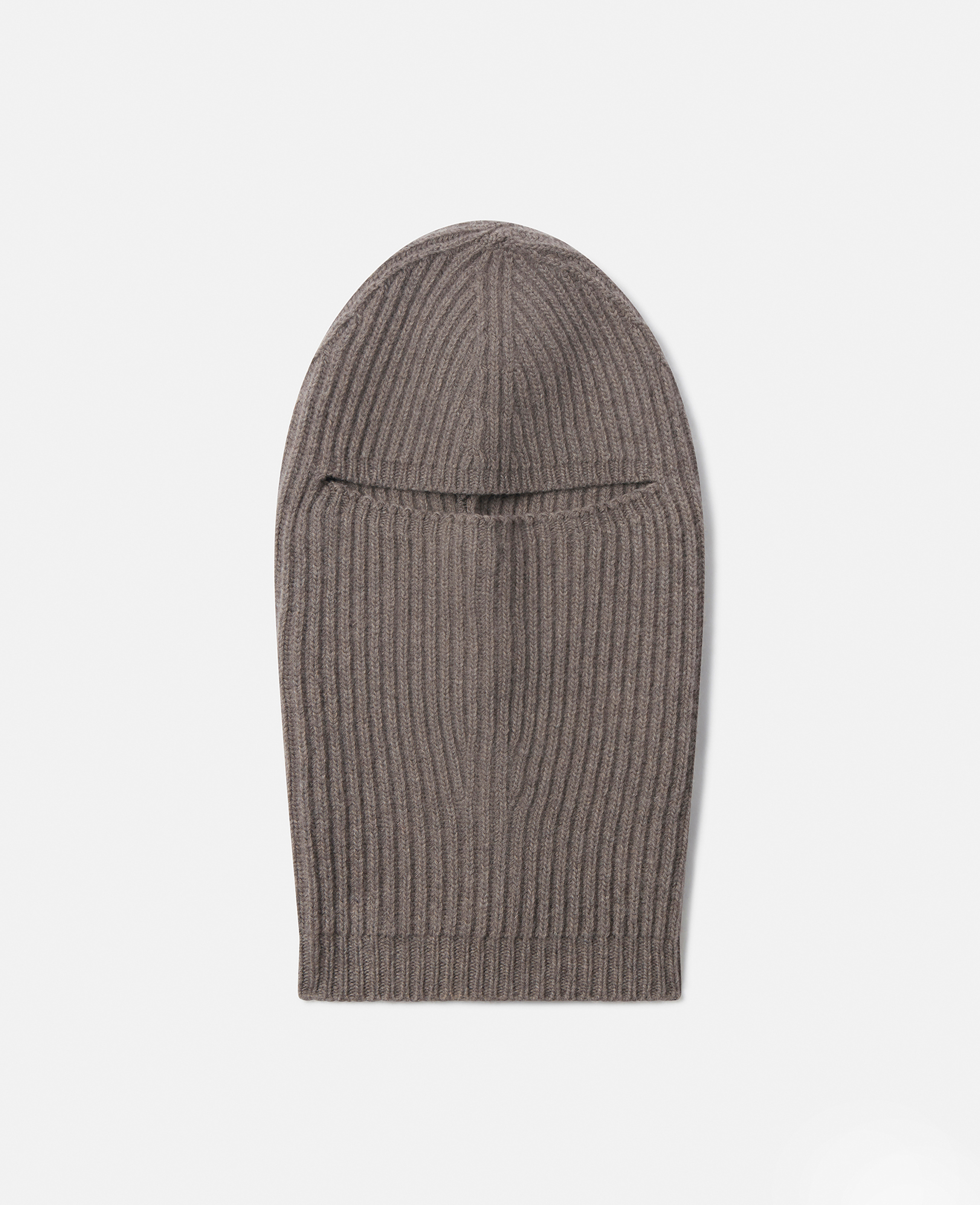 Stella Mccartney Ribbed Balaclava In Taupe Brown