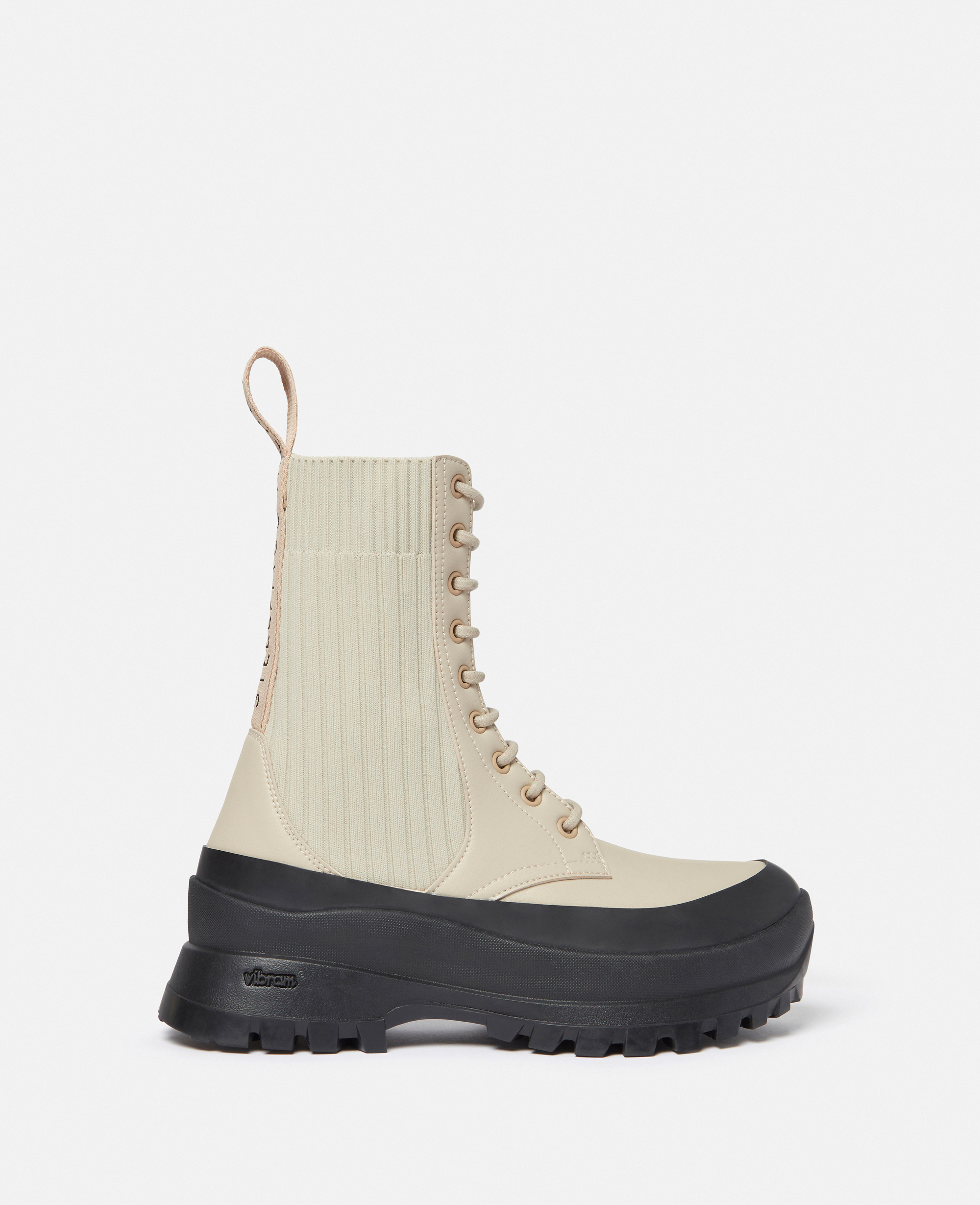 Stella Mccartney Trace Lace-up Biker Boots In Beige