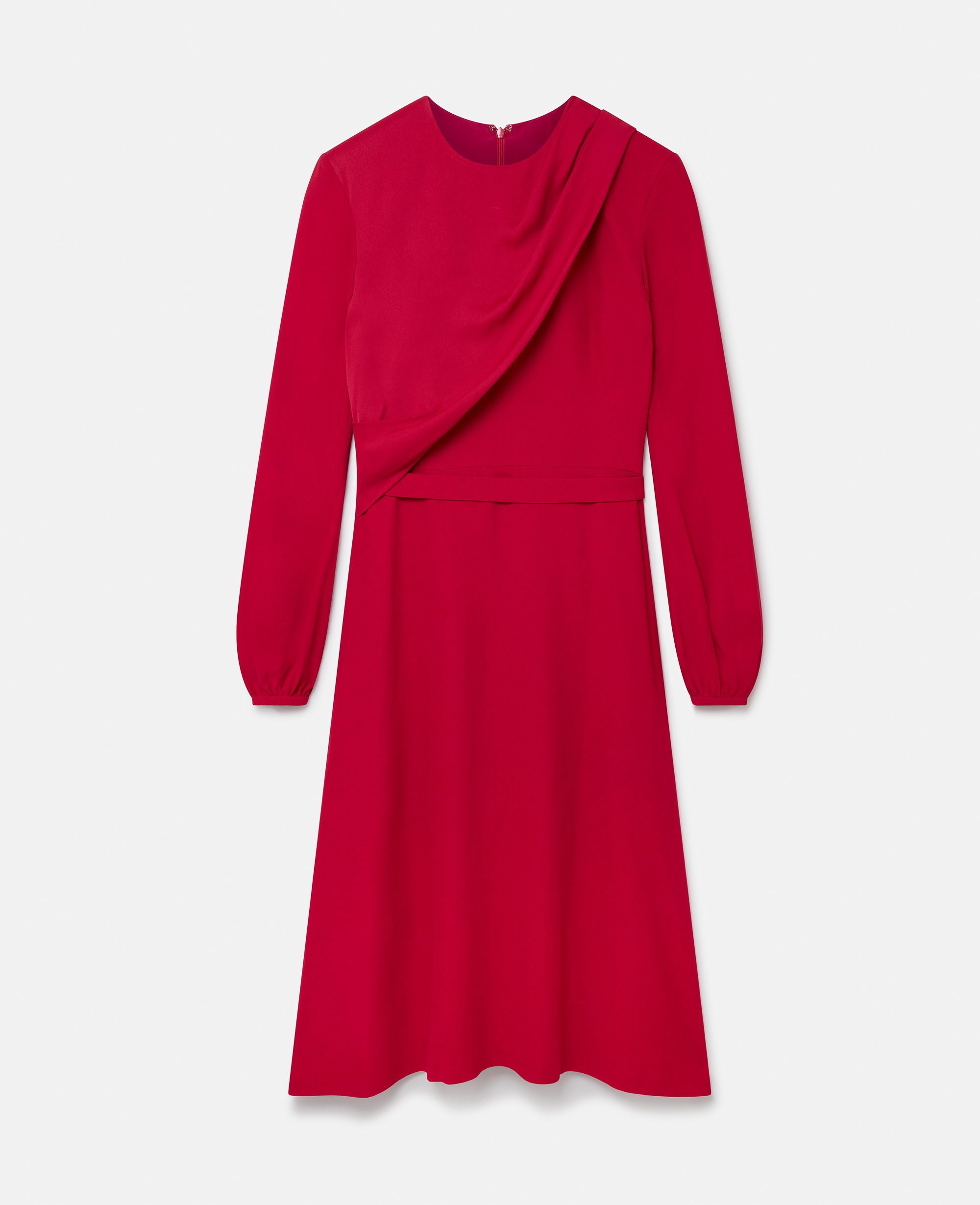 Stella McCartney – Wrap Front Twill Midi Dress, Woman, Raspberry Pink, Size: 38