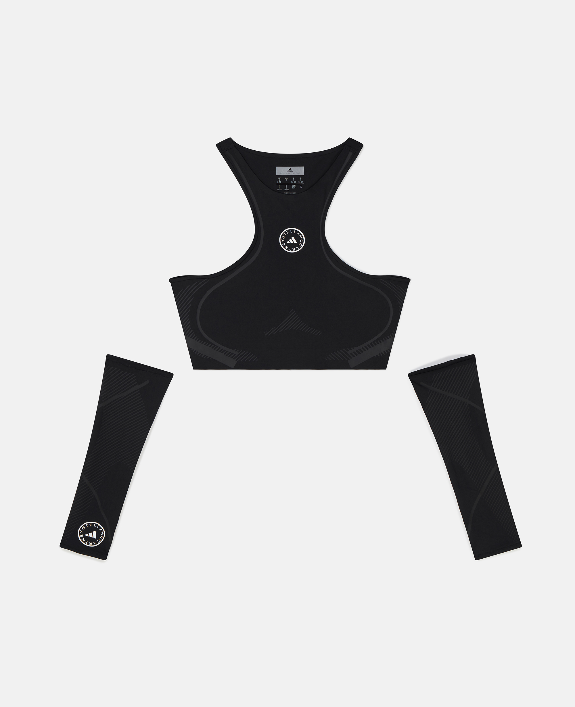 Stella McCartney – TruePace Running Crop Top with Arm Guards, Woman, Black, Size: S