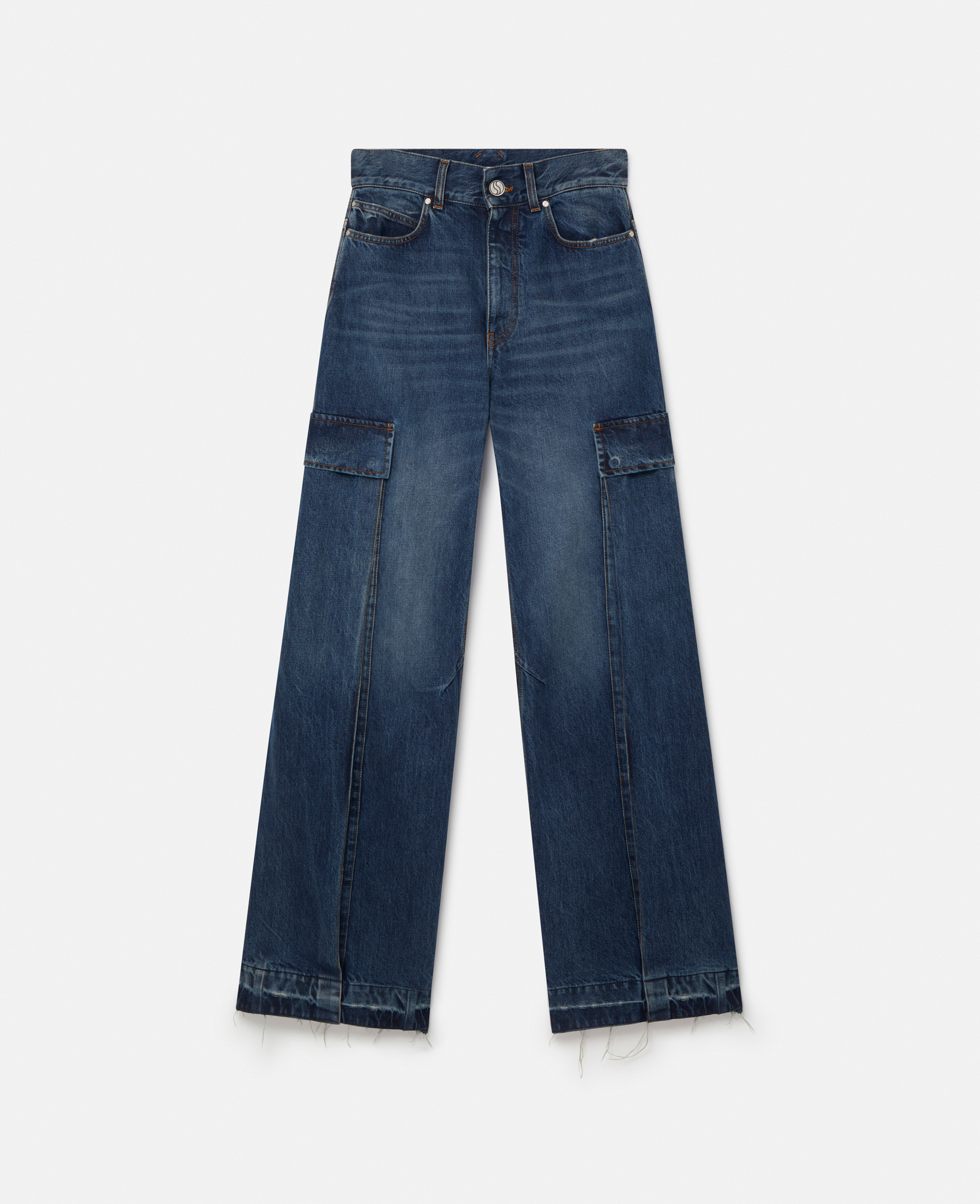 Stella Mccartney Vintage Wash Cargo Jeans In Dark Blue