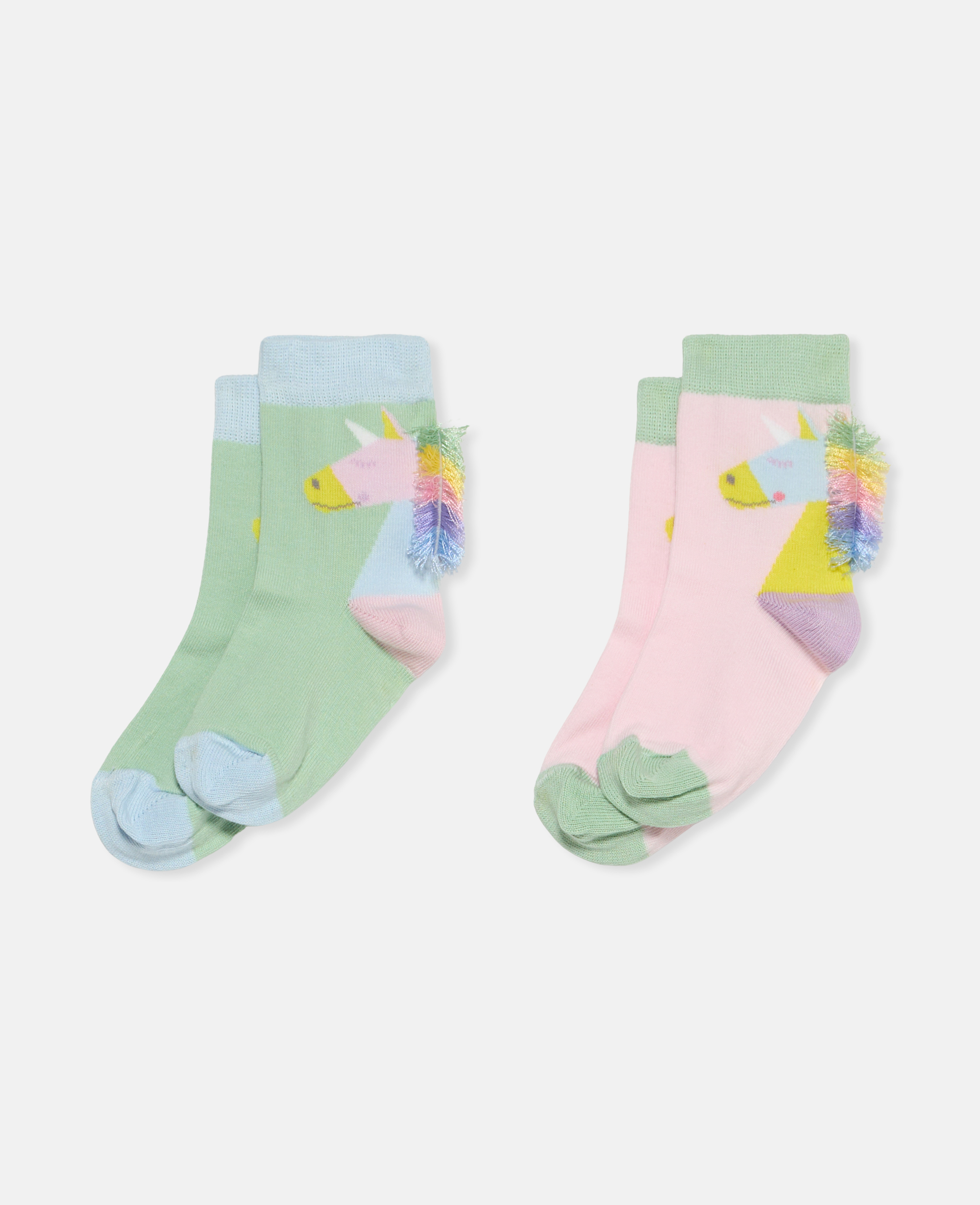 Stella Mccartney Kids' 2 Pair Pack Of Rainbow Unicorn Ankle Socks In Multicolour