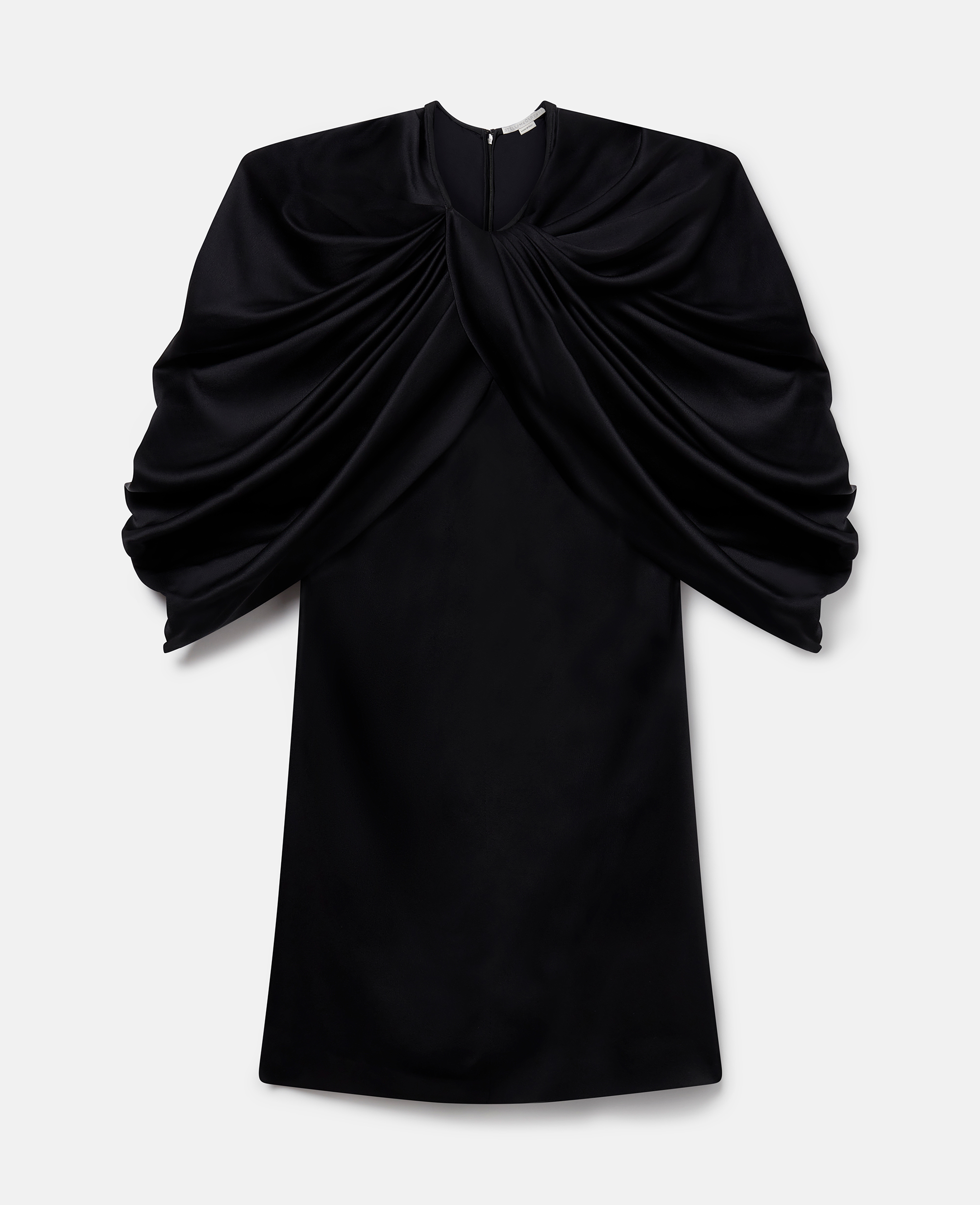 Shop Stella Mccartney Draped Satin Mini Dress In Midnight Black