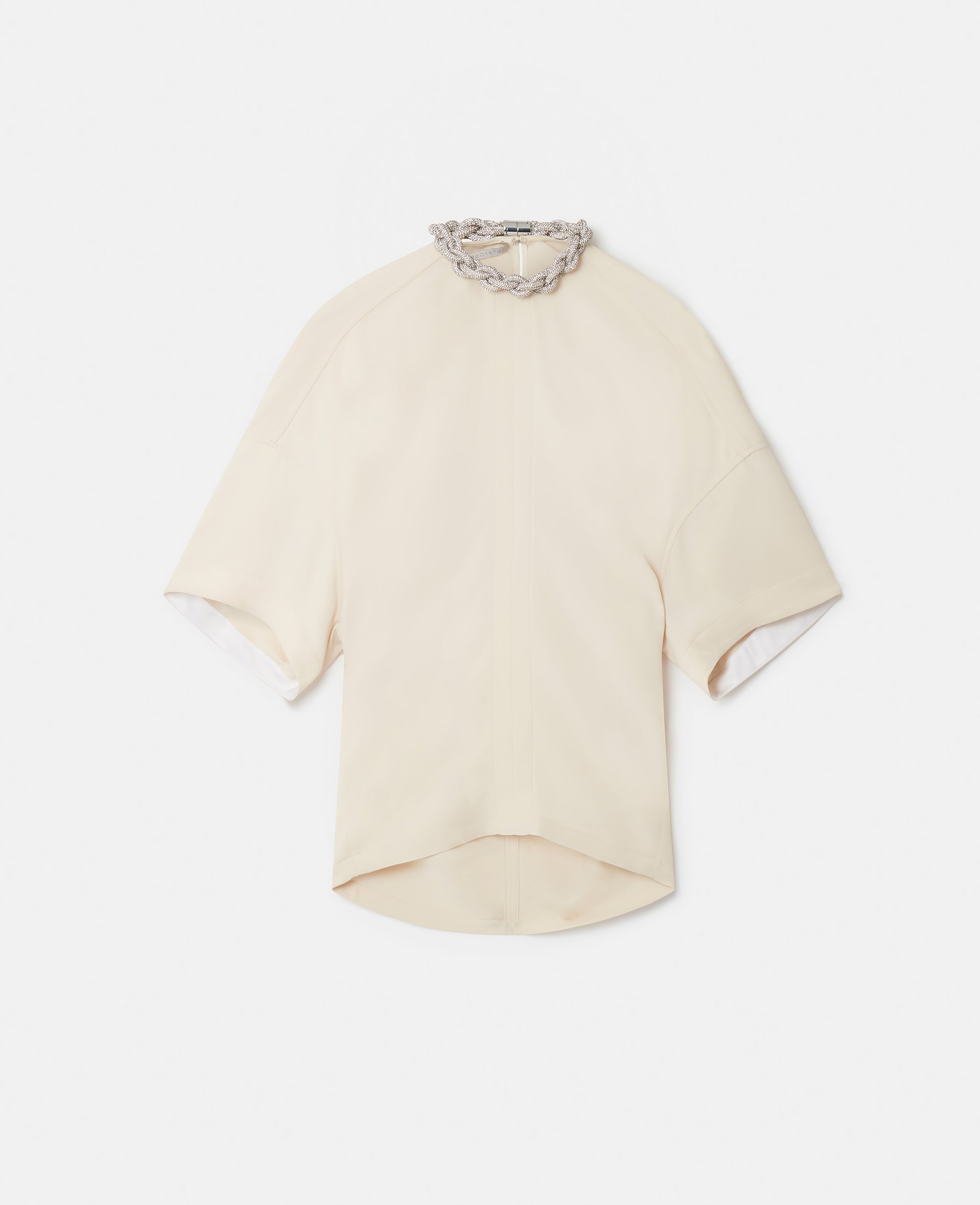 Stella McCartney – Falabella Crystal Chain Collar Top, Woman, Plaster, Size: 38