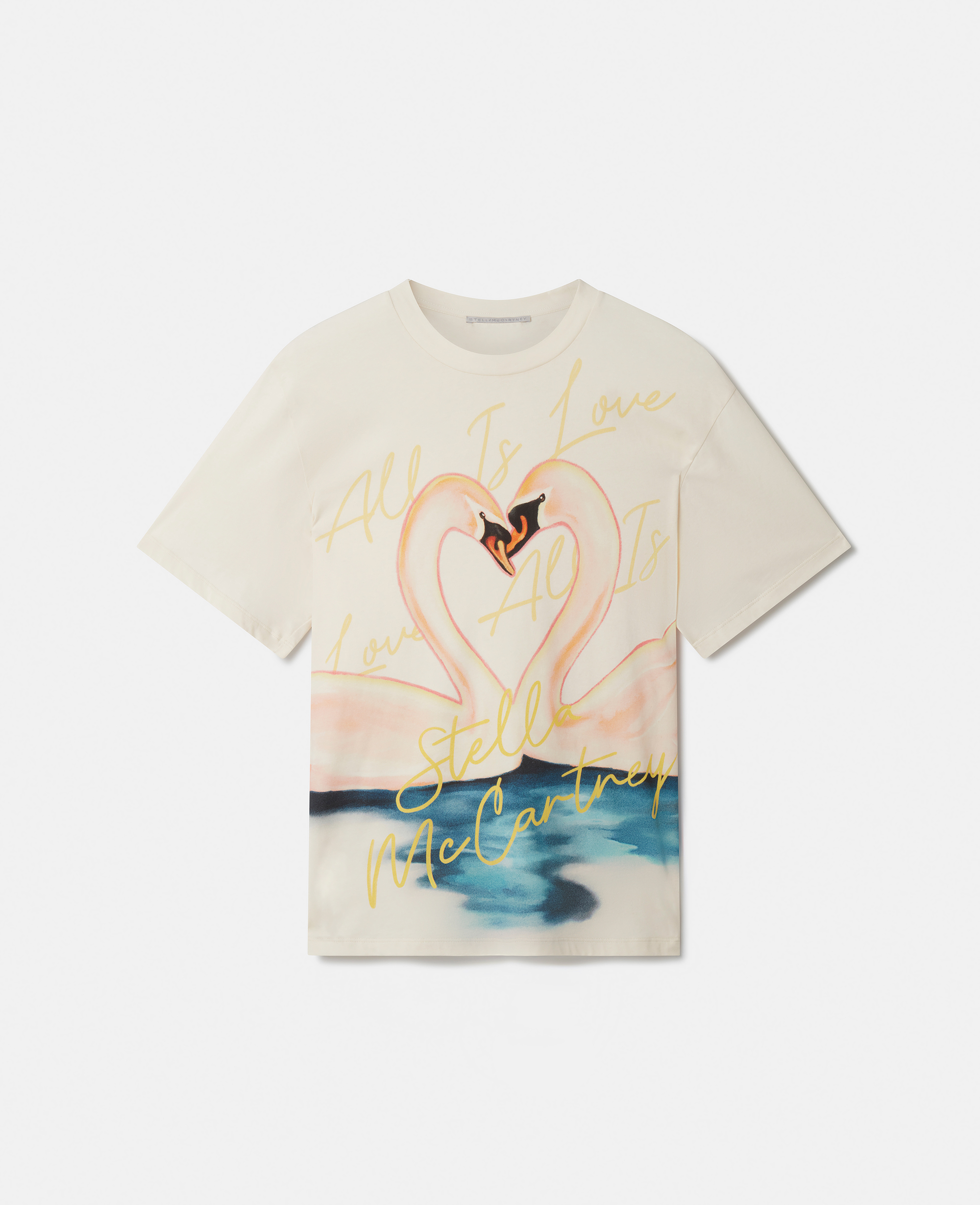 Stella Mccartney Kissing Swans Oversized T-shirt In Natural