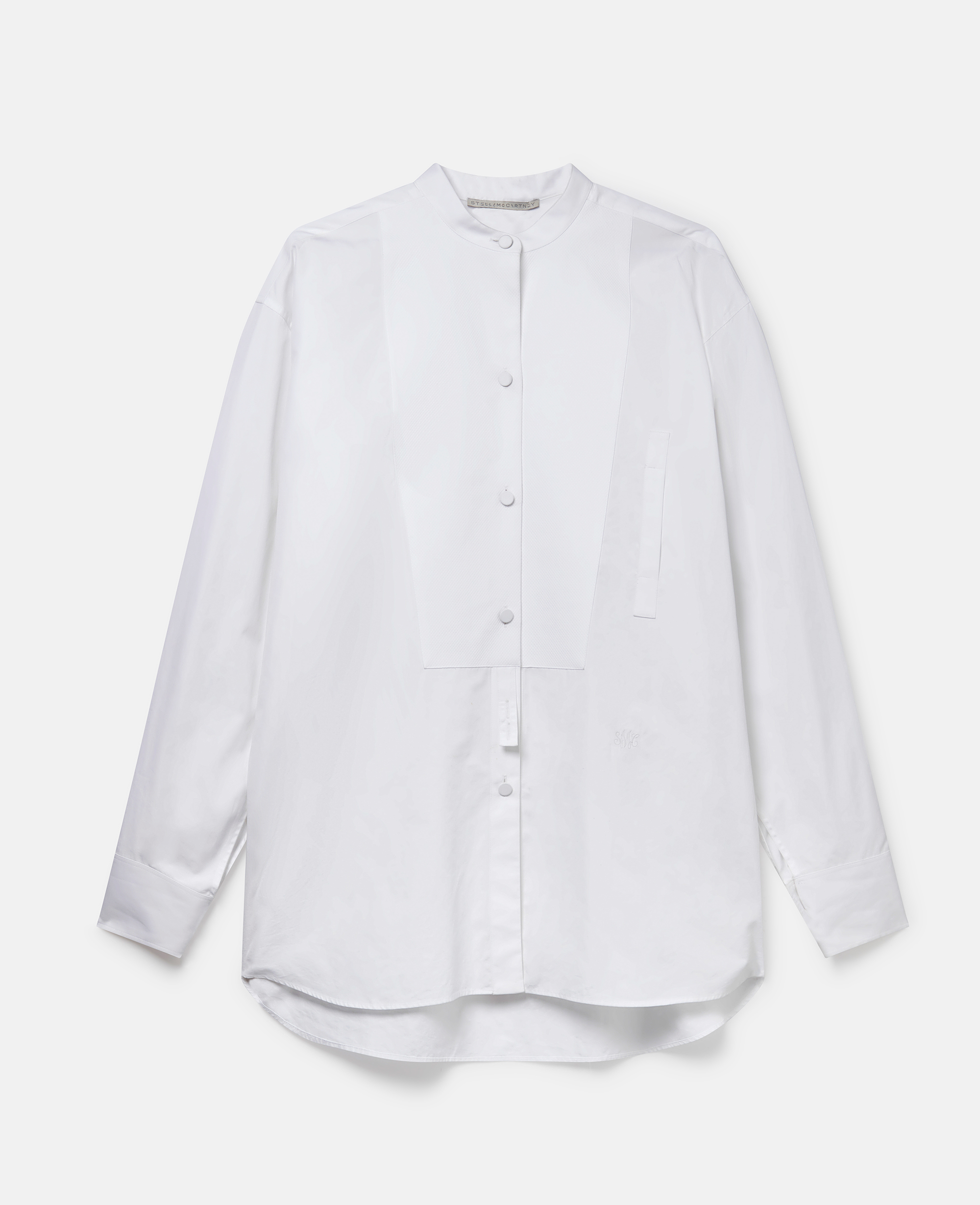 Stella Mccartney Long-sleeved Plastron Shirt In Pure White