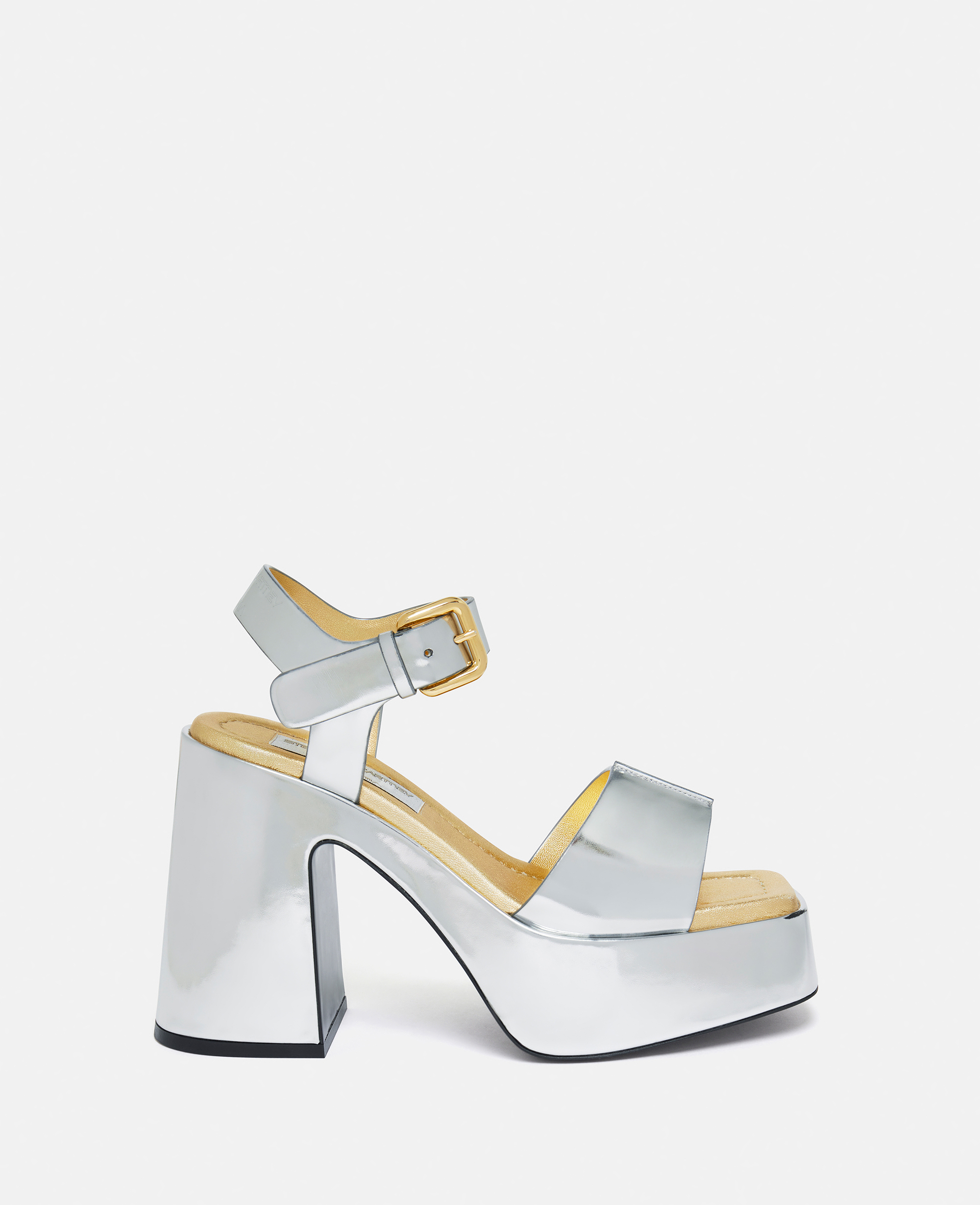 Stella Mccartney Skyla Double-chromatic Mirrored Platform Sandals In White