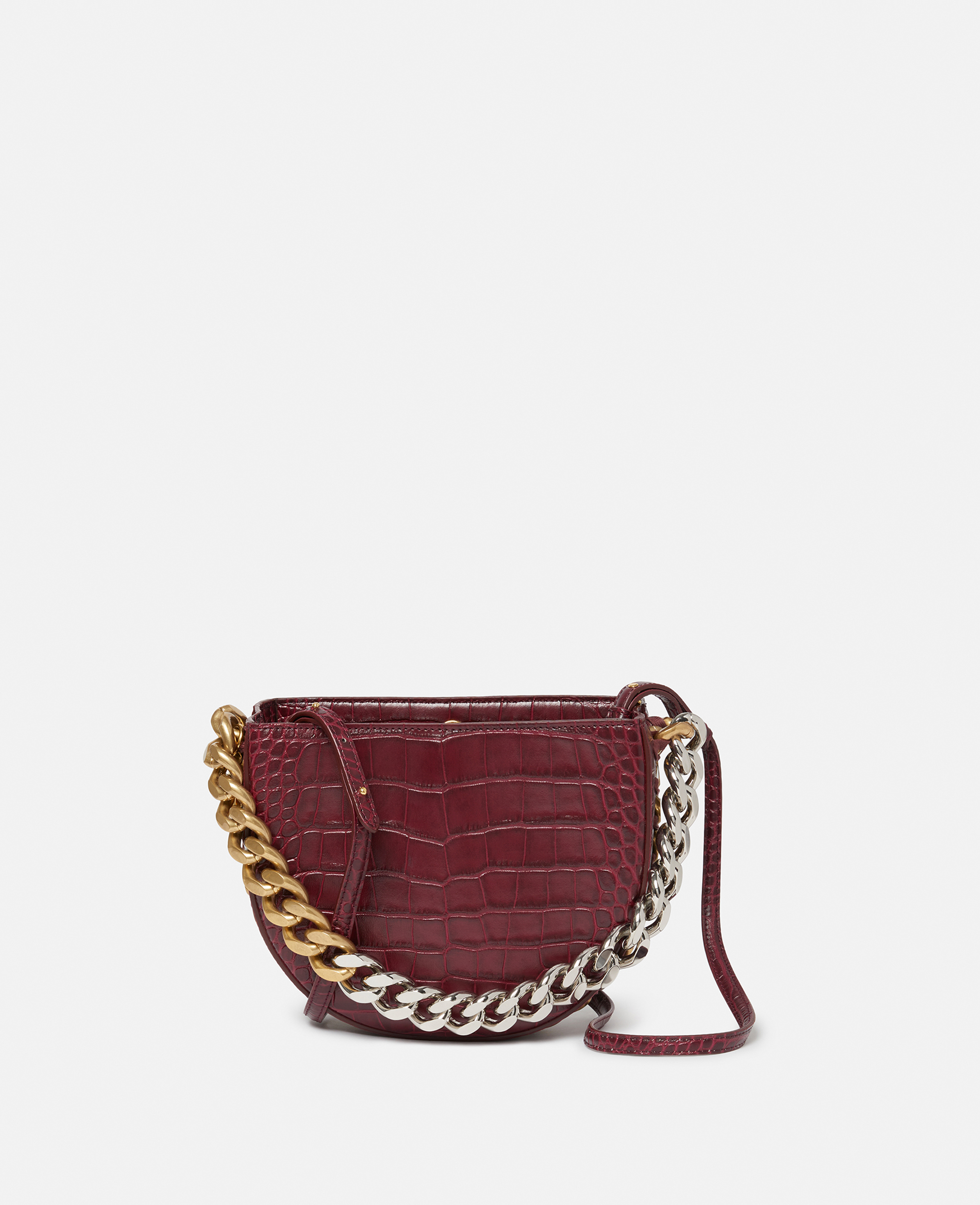 Stella McCartney – Frayme Croc-Effect Embossed Small Shoulder Bag, Woman, Burgundy
