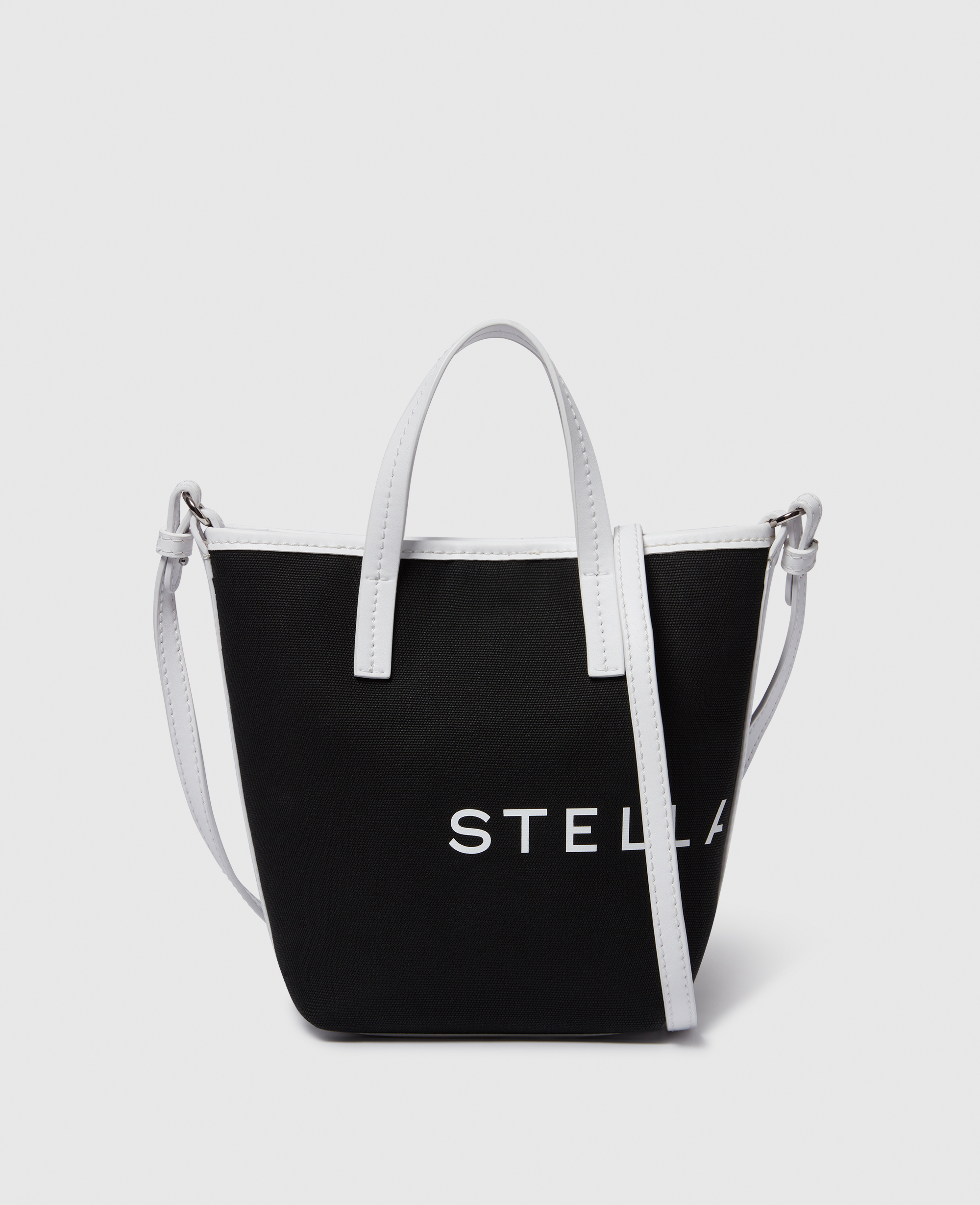 Stella Mccartney Smc Bananatex Crossbody Tote Bag In Black And White