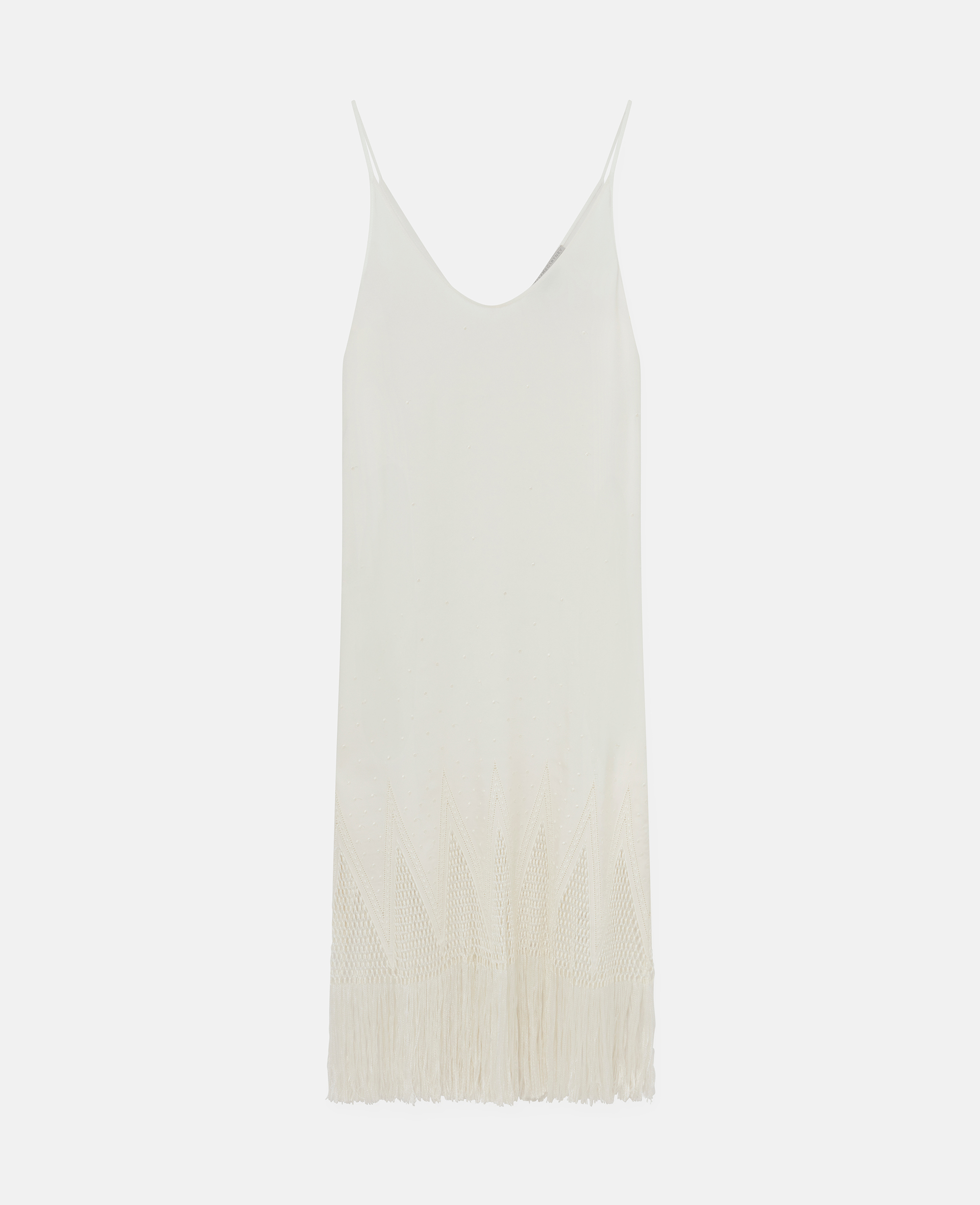 Shop Stella Mccartney Open-knit Fringe Midi Dress In Cream